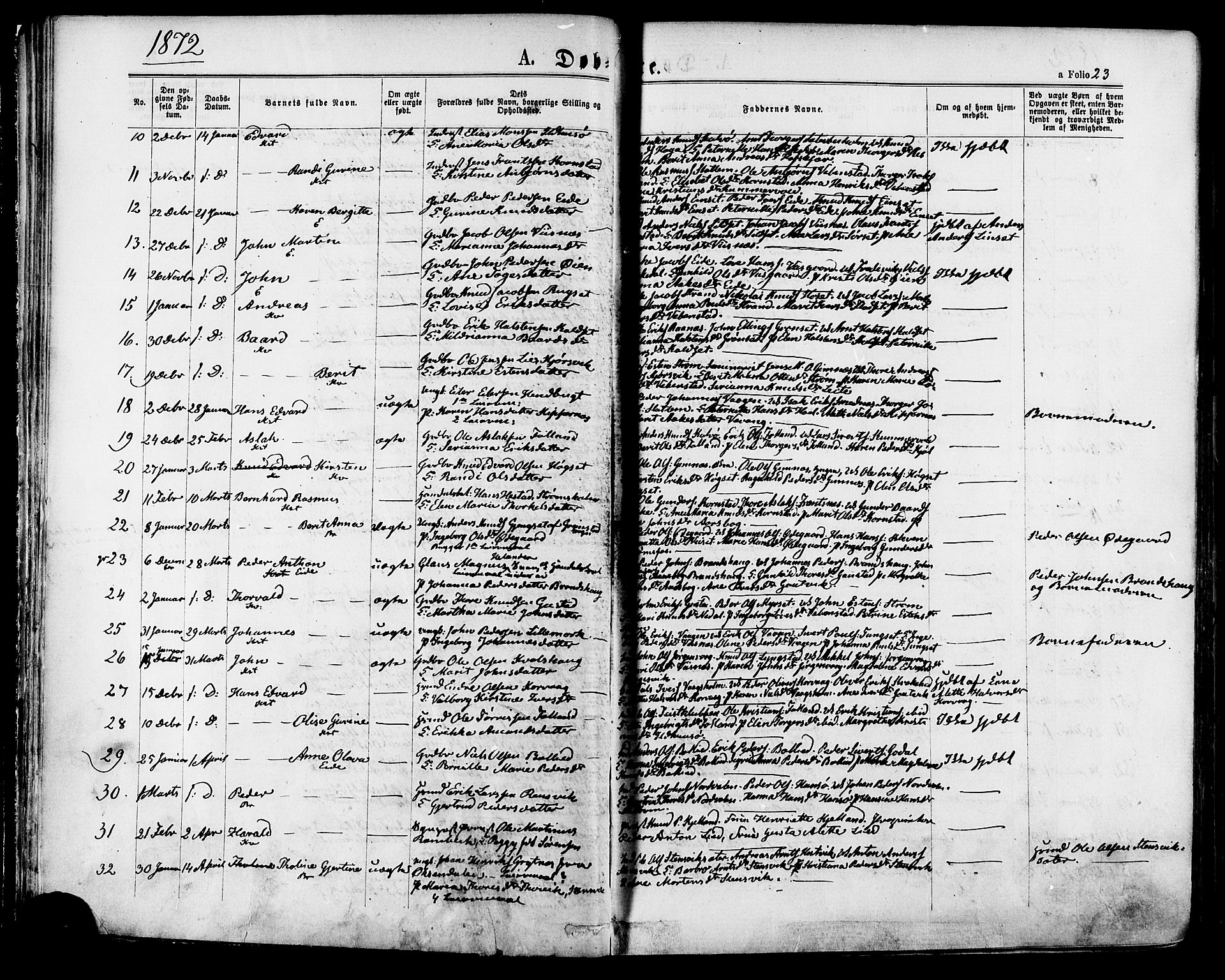 Ministerialprotokoller, klokkerbøker og fødselsregistre - Møre og Romsdal, SAT/A-1454/568/L0805: Parish register (official) no. 568A12 /1, 1869-1884, p. 23