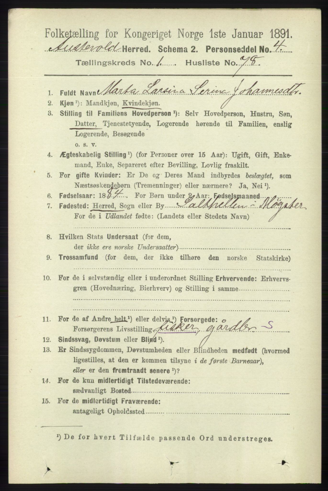 RA, 1891 census for 1244 Austevoll, 1891, p. 555