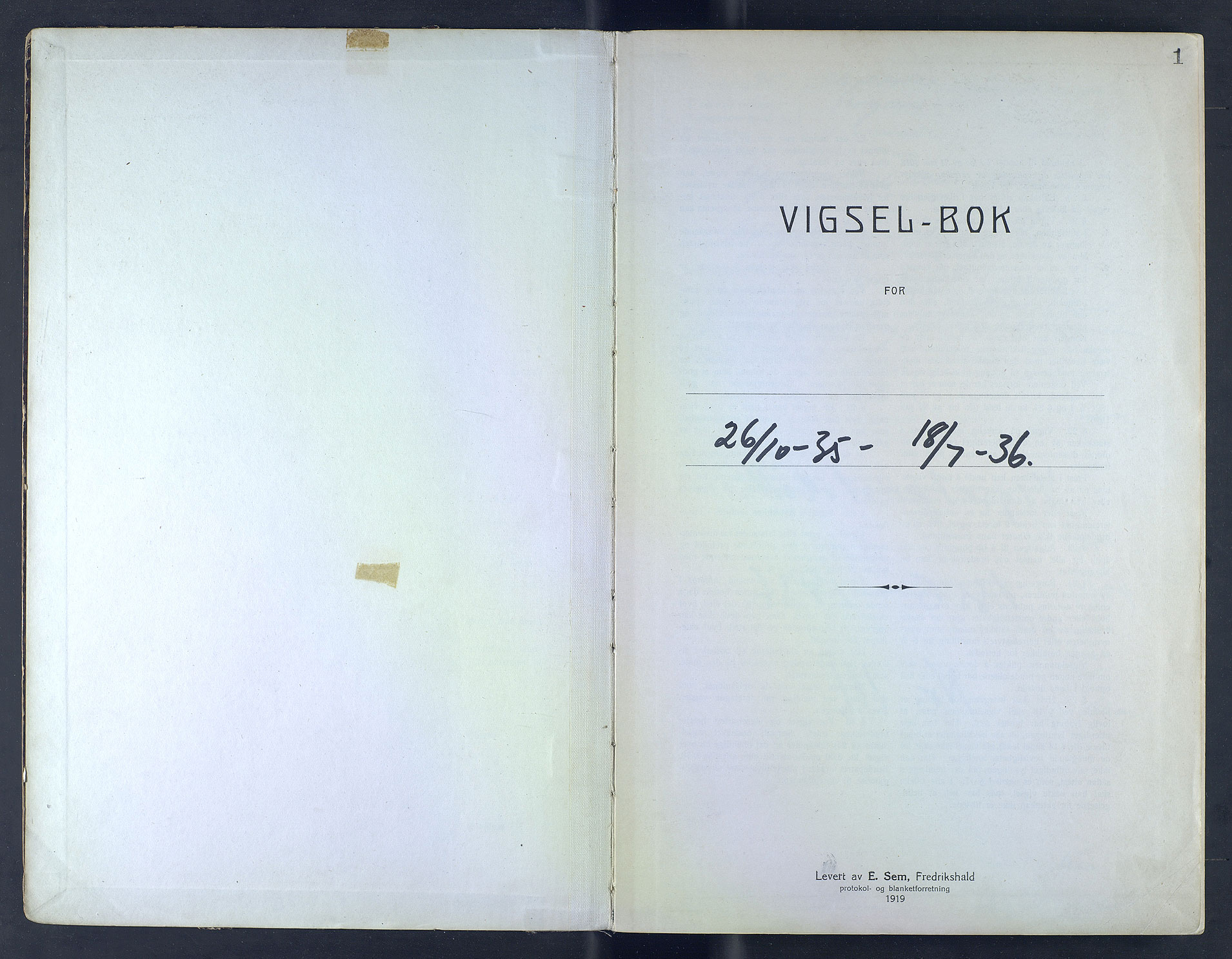 Byfogd og Byskriver i Bergen, SAB/A-3401/10/10F/L0010: Vielsesprotokoller, 1935-1936, p. 1a