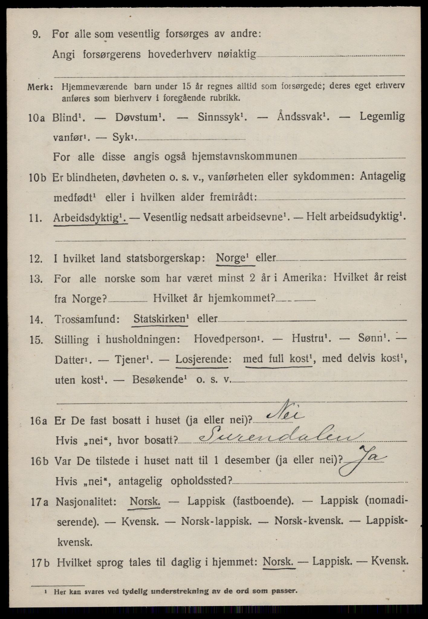 SAT, 1920 census for Rennebu, 1920, p. 5233