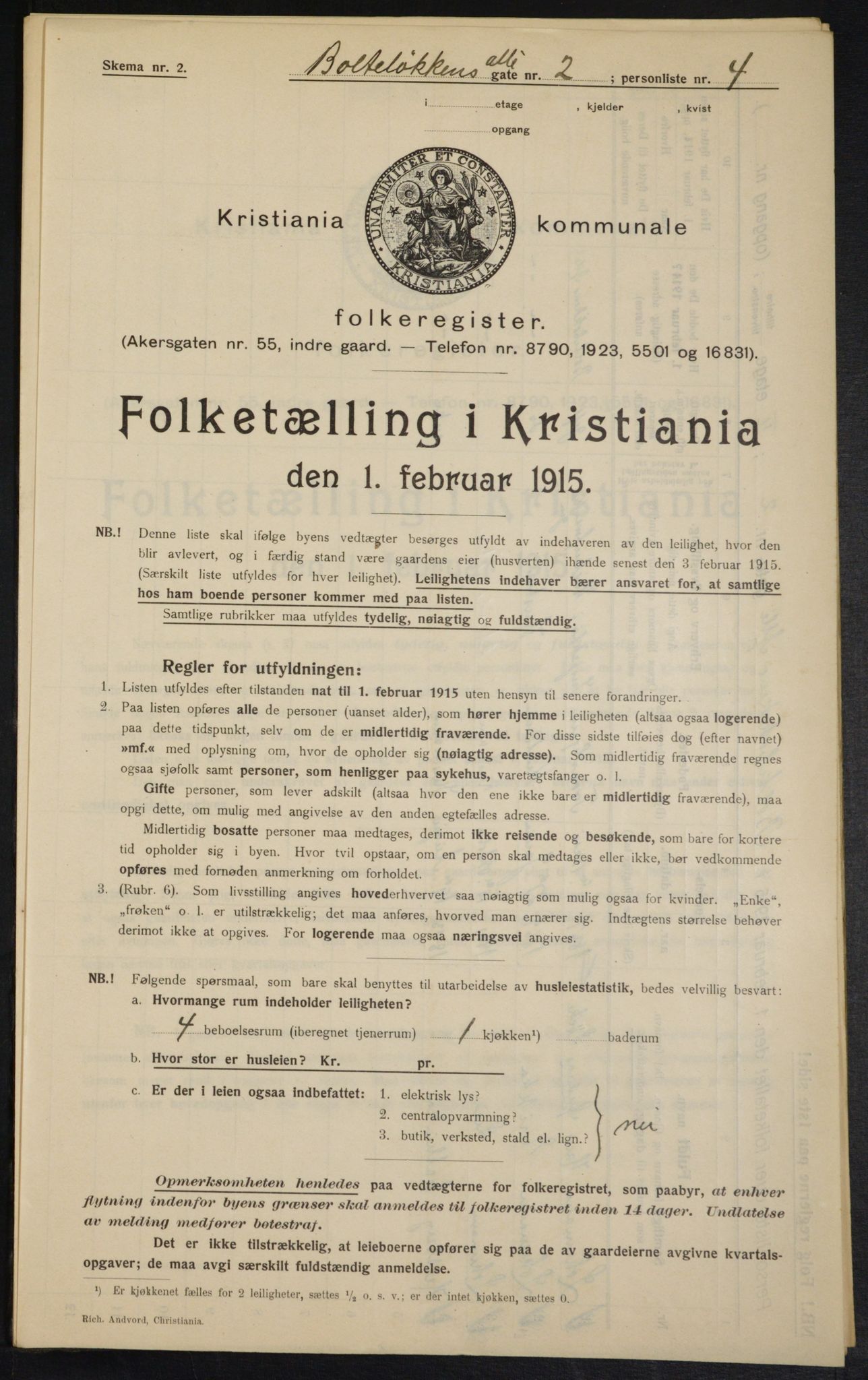 OBA, Municipal Census 1915 for Kristiania, 1915, p. 7617