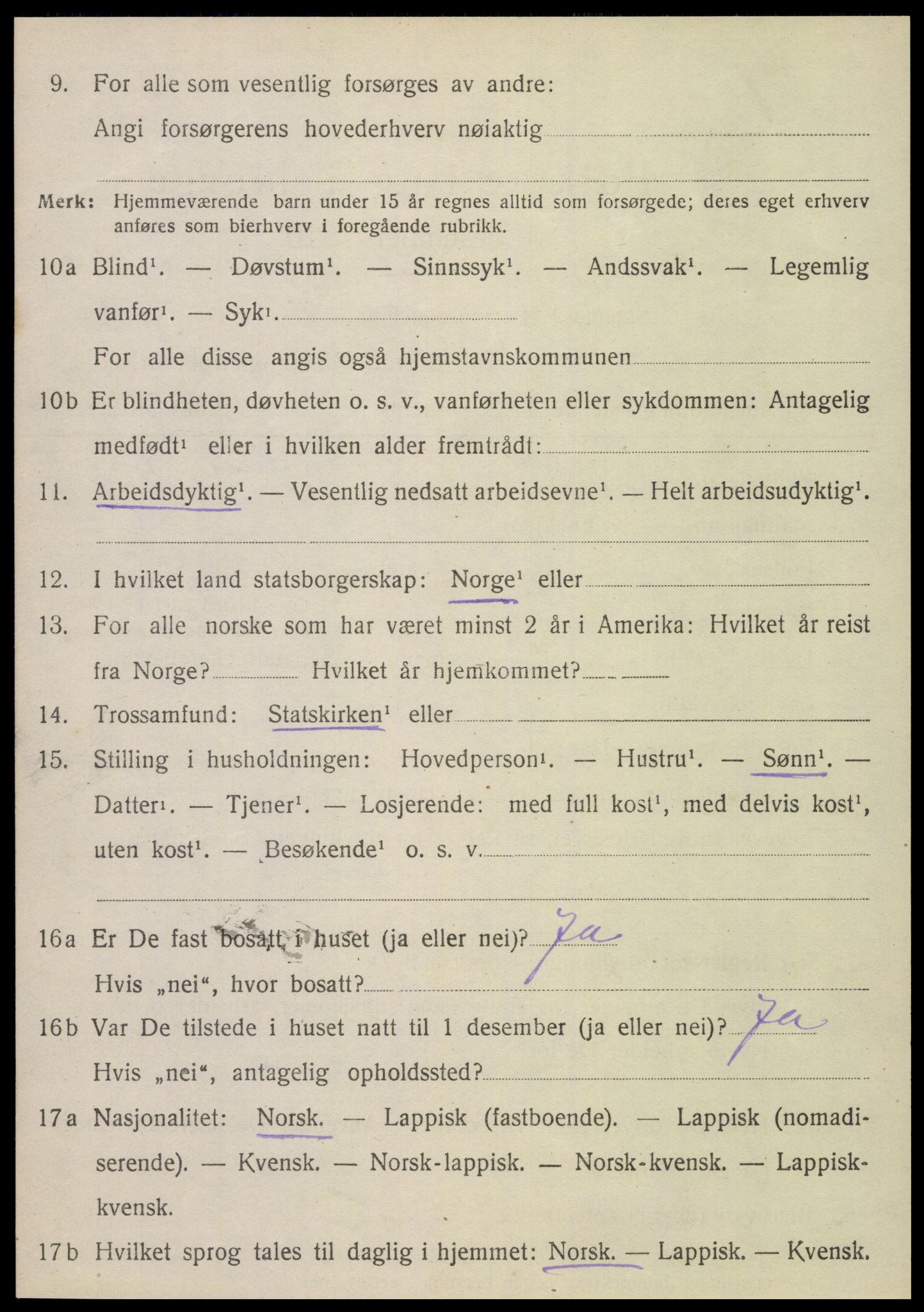 SAT, 1920 census for Vefsn, 1920, p. 1834