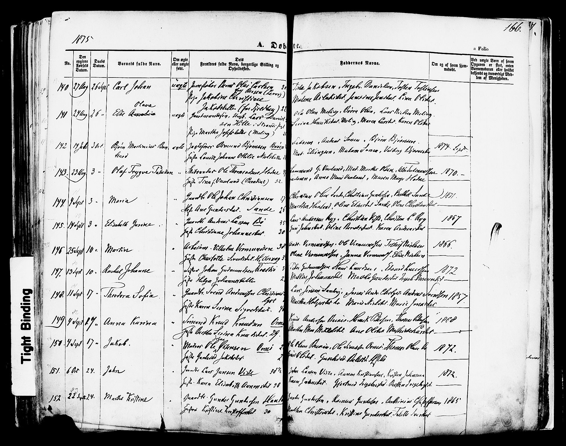 Hetland sokneprestkontor, AV/SAST-A-101826/30/30BA/L0003: Parish register (official) no. A 3, 1862-1876, p. 166