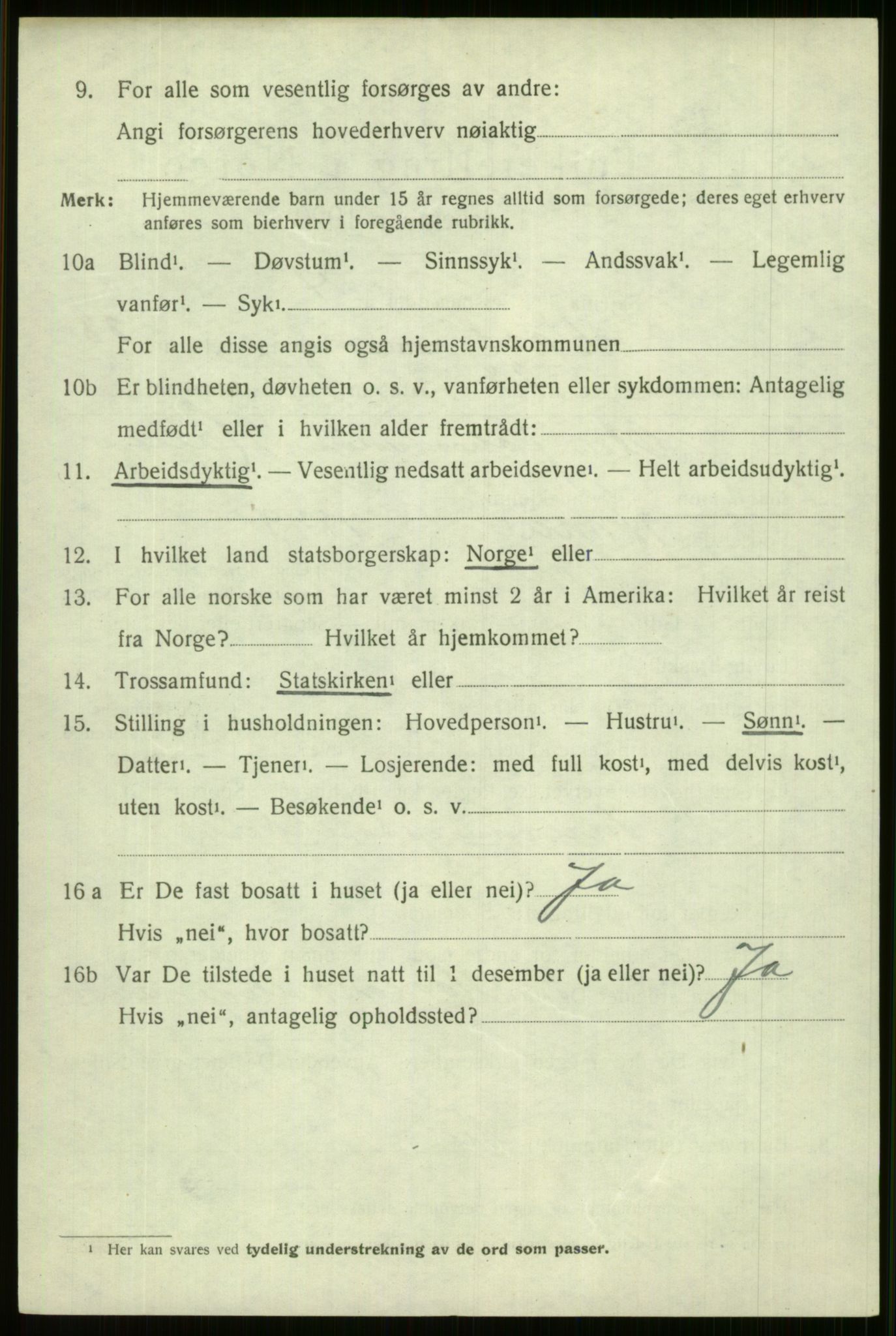 SAB, 1920 census for Voss, 1920, p. 19240