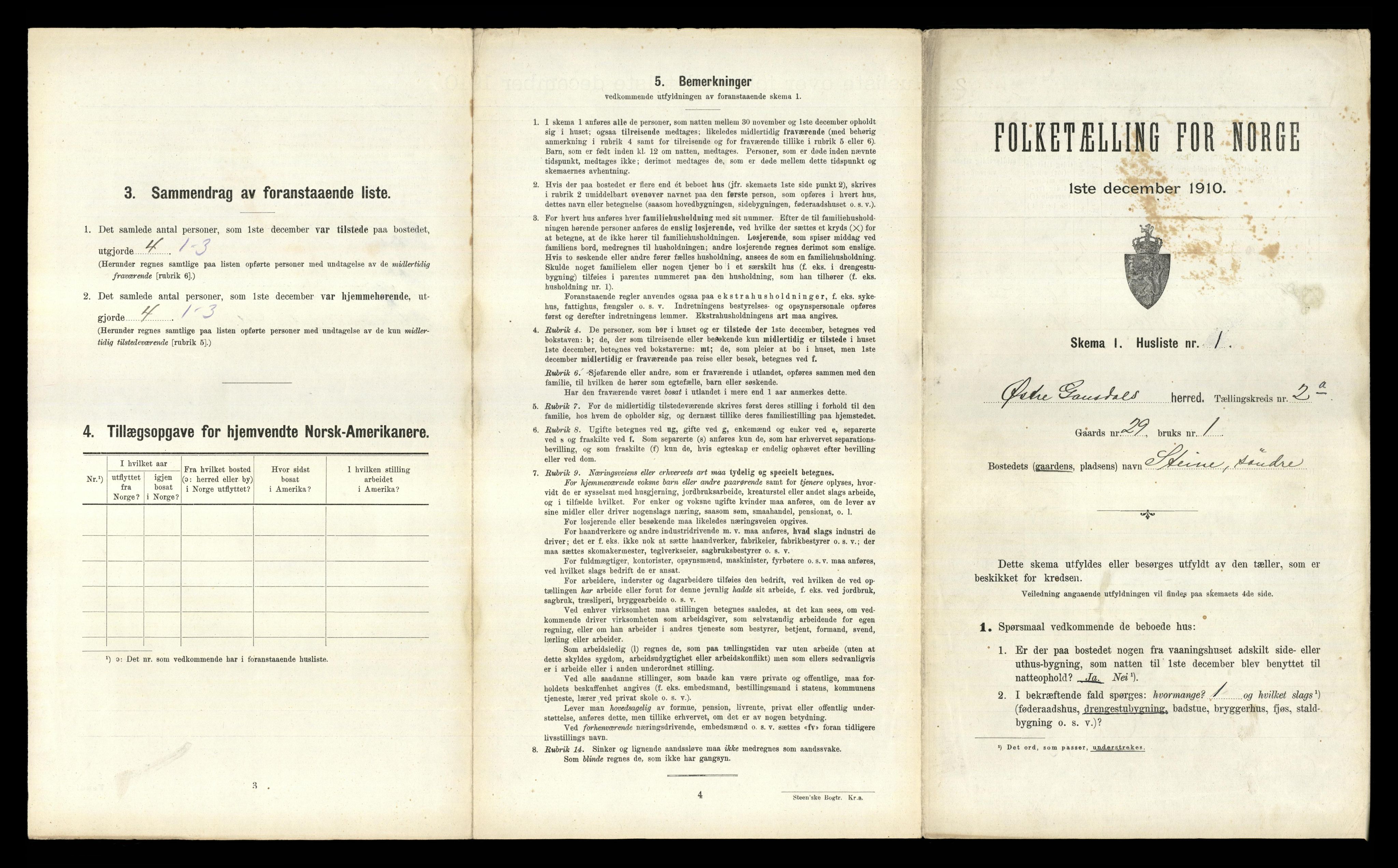 RA, 1910 census for Østre Gausdal, 1910, p. 320