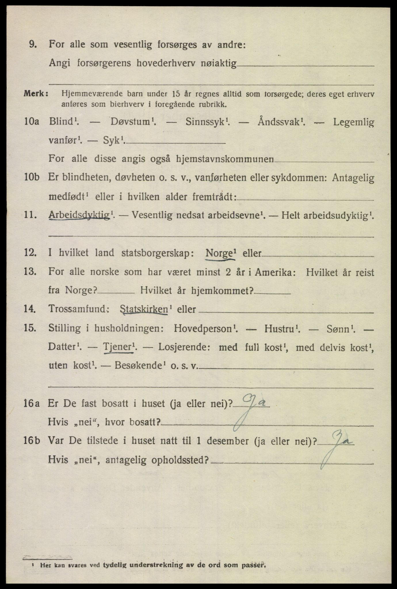 SAK, 1920 census for Tveit, 1920, p. 3165