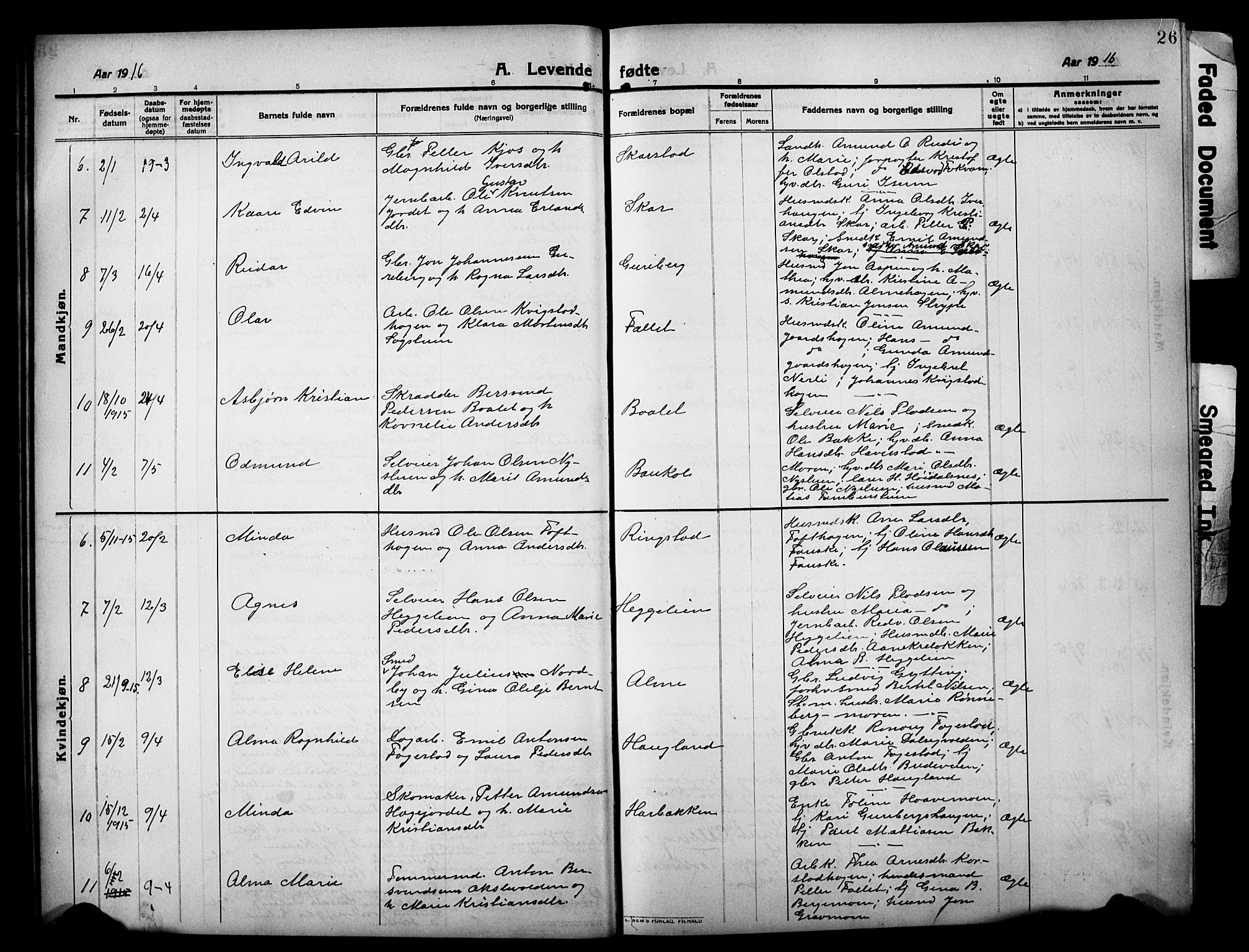 Sør-Fron prestekontor, SAH/PREST-010/H/Ha/Hab/L0005: Parish register (copy) no. 5, 1912-1930, p. 26