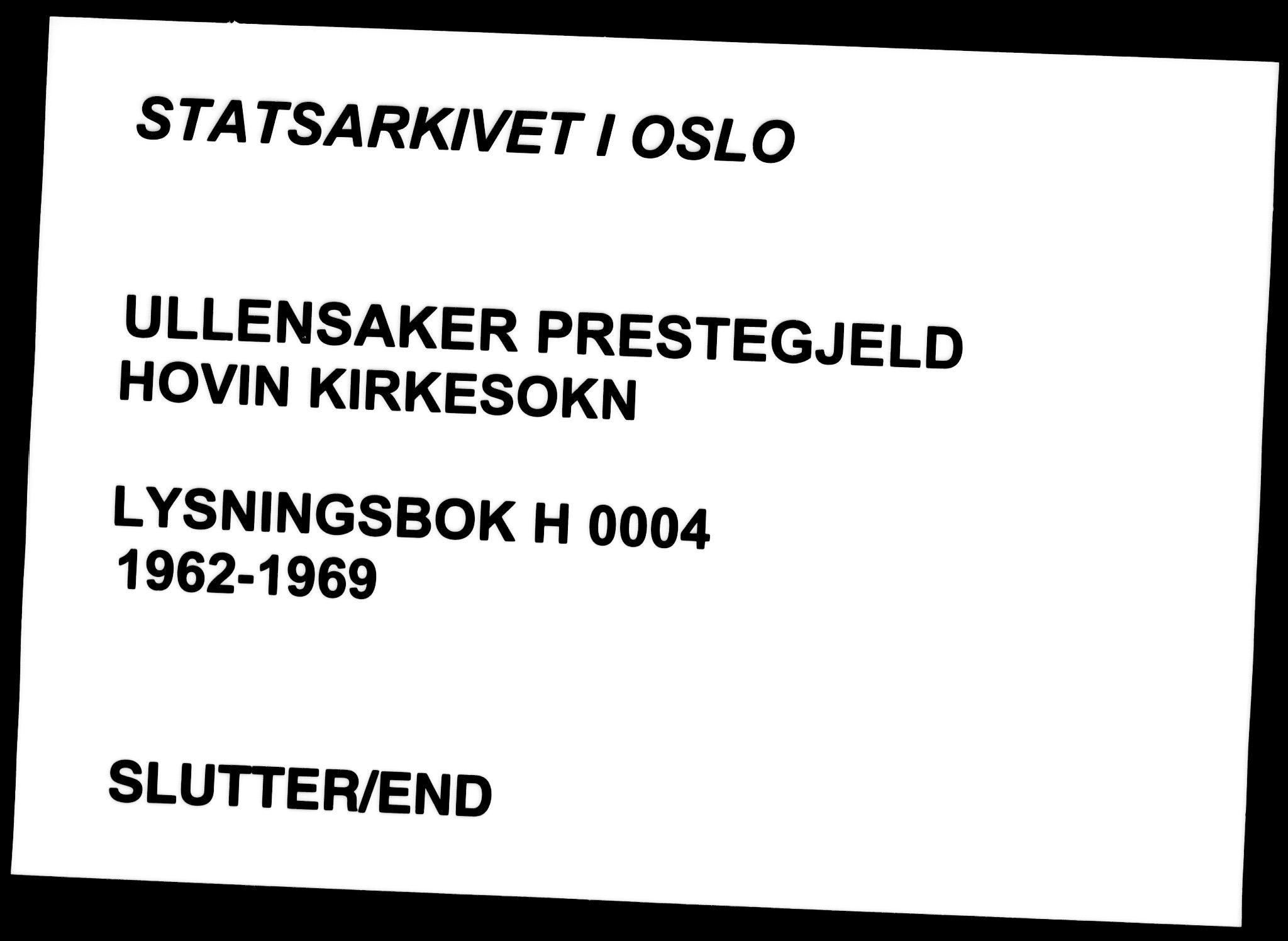 Ullensaker prestekontor Kirkebøker, SAO/A-10236a/H/Ha/L0004: Banns register no. 4, 1962-1969