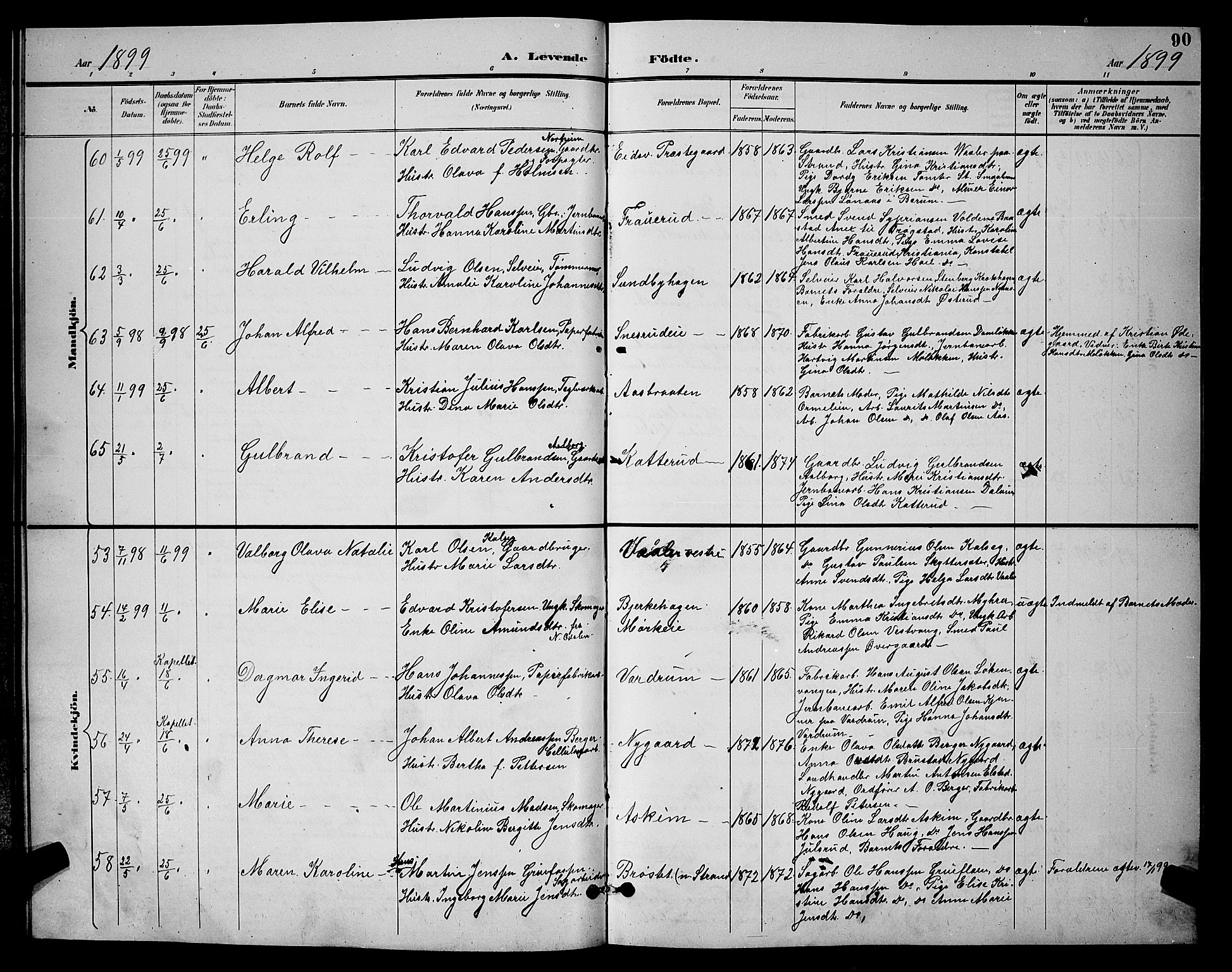 Eidsvoll prestekontor Kirkebøker, AV/SAO-A-10888/G/Ga/L0006: Parish register (copy) no. I 6, 1895-1901, p. 90