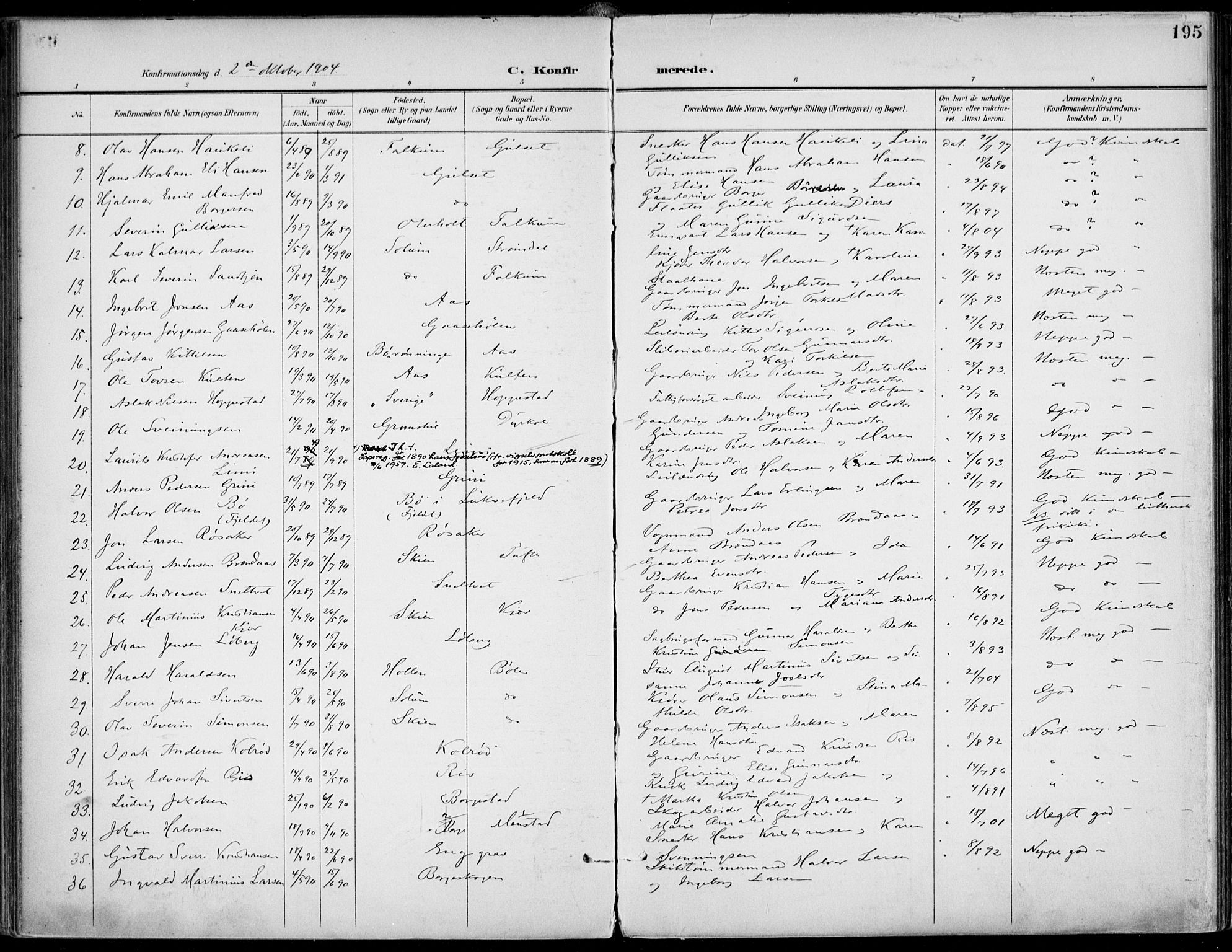 Gjerpen kirkebøker, AV/SAKO-A-265/F/Fa/L0011: Parish register (official) no. I 11, 1896-1904, p. 195