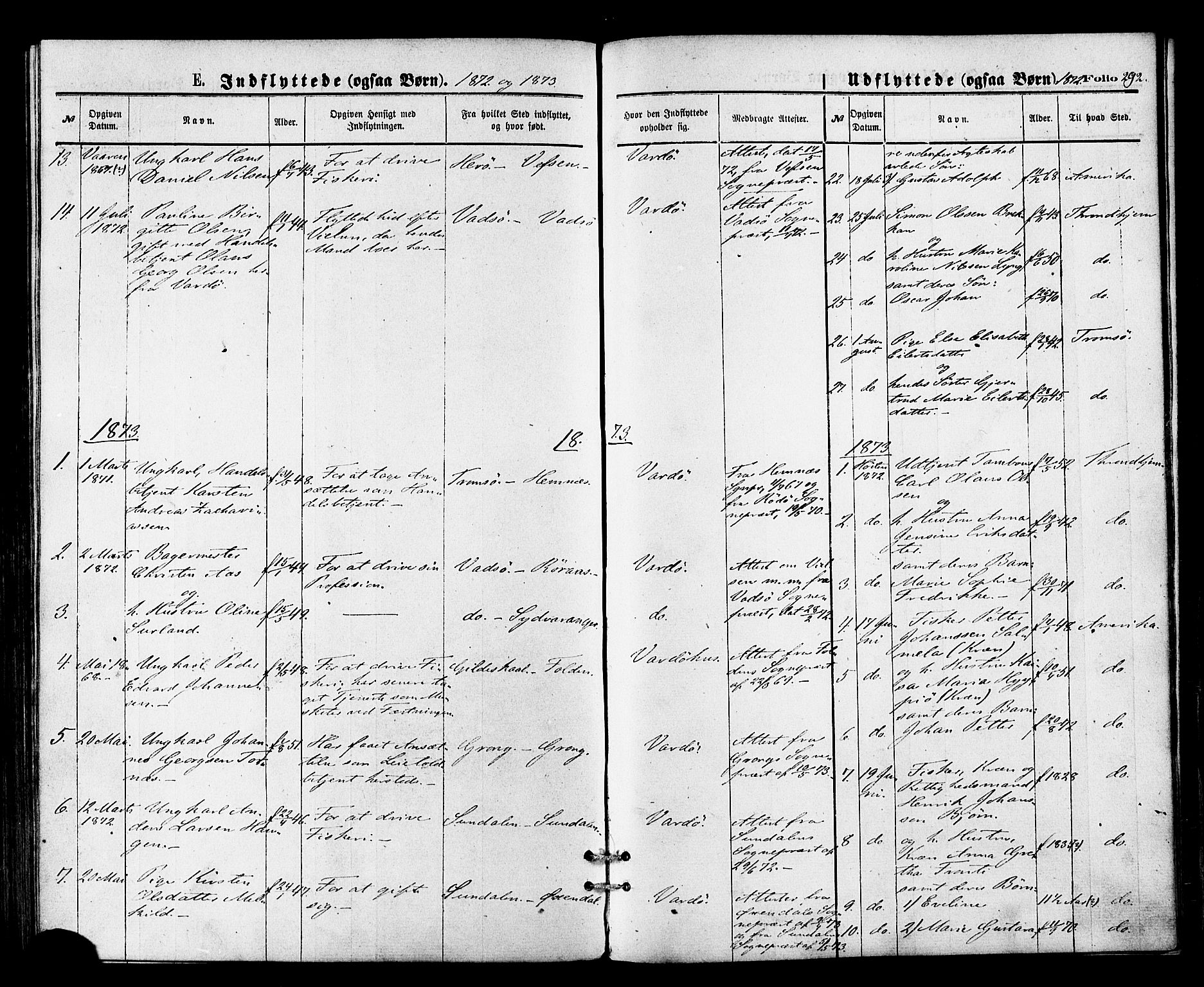 Vardø sokneprestkontor, SATØ/S-1332/H/Ha/L0005kirke: Parish register (official) no. 5, 1872-1878, p. 292