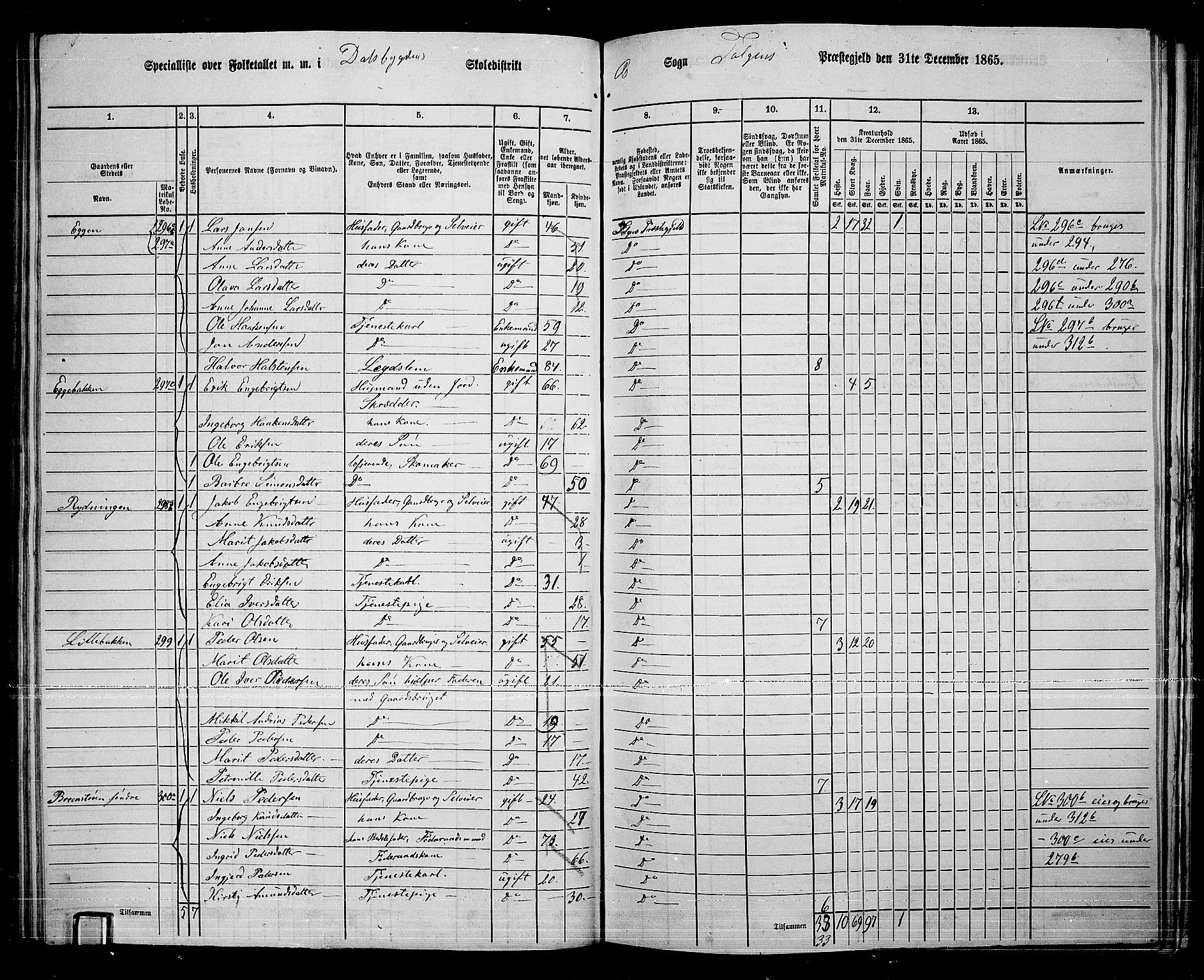 RA, 1865 census for Tolga, 1865, p. 124