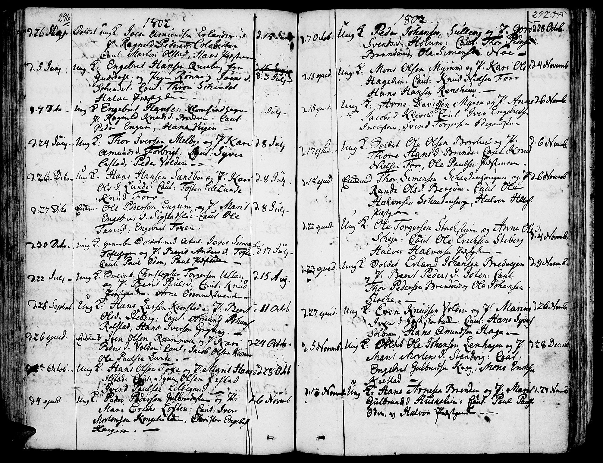 Fron prestekontor, AV/SAH-PREST-078/H/Ha/Haa/L0001: Parish register (official) no. 1, 1799-1816, p. 296-297