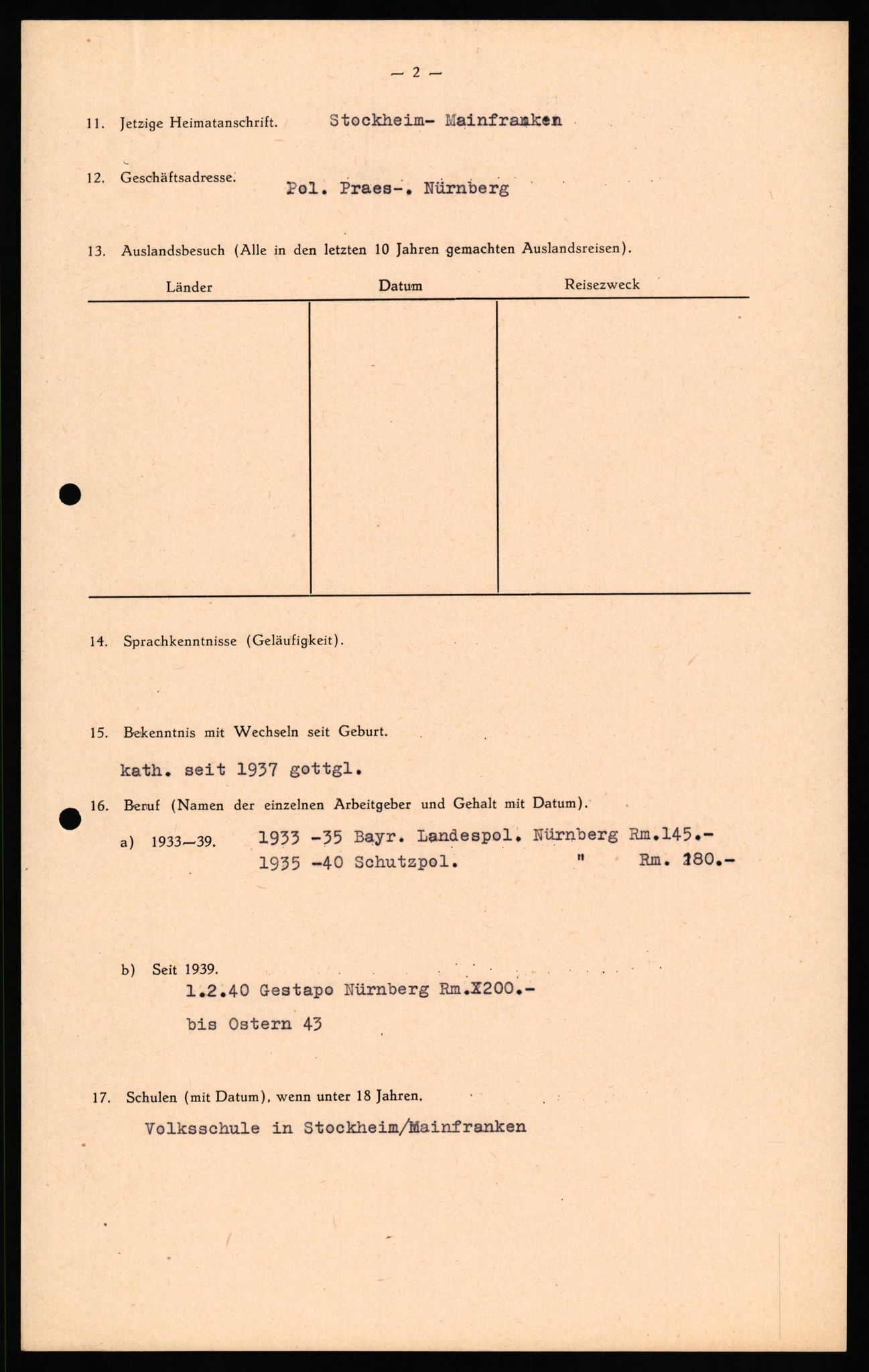 Forsvaret, Forsvarets overkommando II, AV/RA-RAFA-3915/D/Db/L0037: CI Questionaires. Tyske okkupasjonsstyrker i Norge. Tyskere., 1945-1946, p. 434