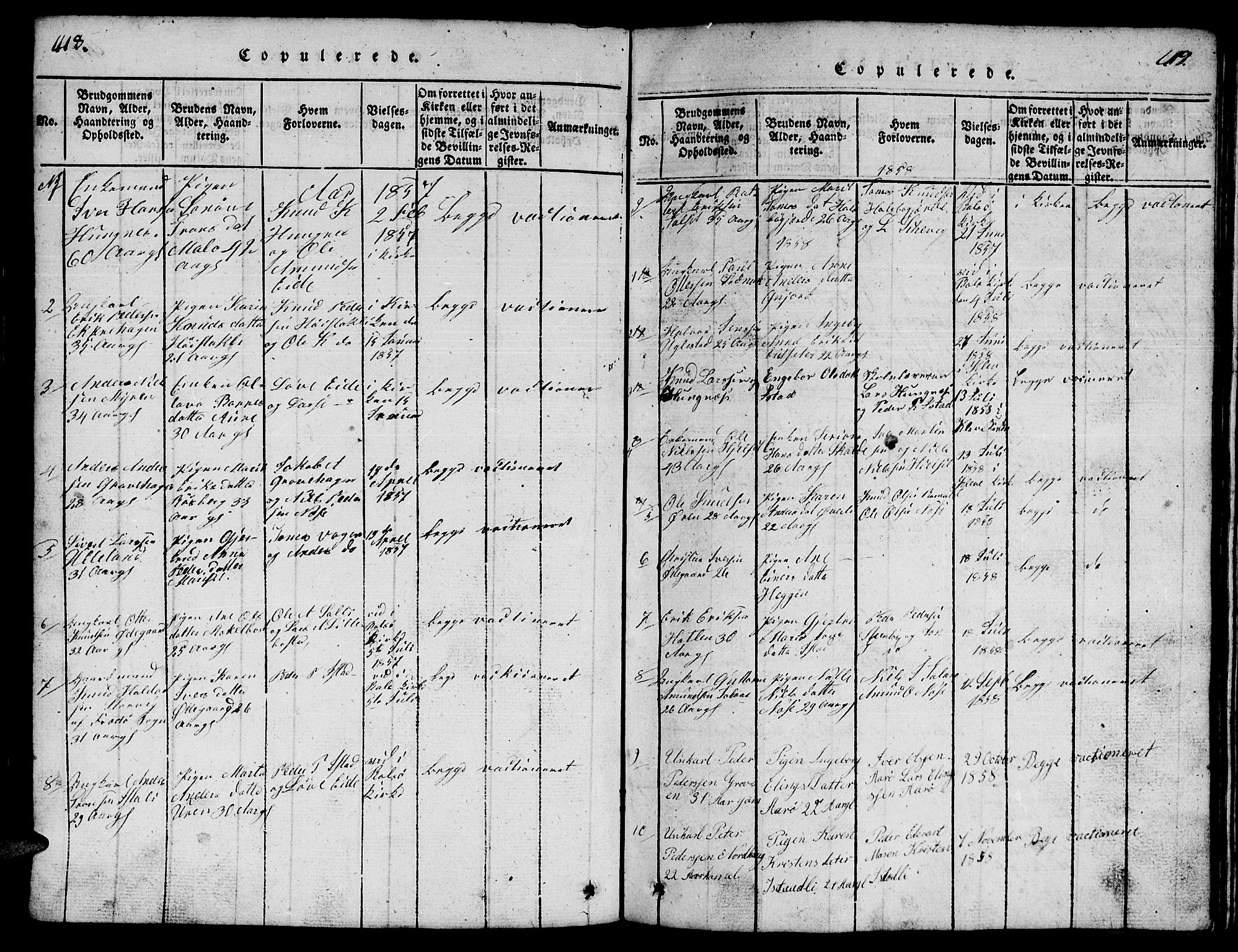Ministerialprotokoller, klokkerbøker og fødselsregistre - Møre og Romsdal, AV/SAT-A-1454/557/L0683: Parish register (copy) no. 557C01, 1818-1862, p. 418-419