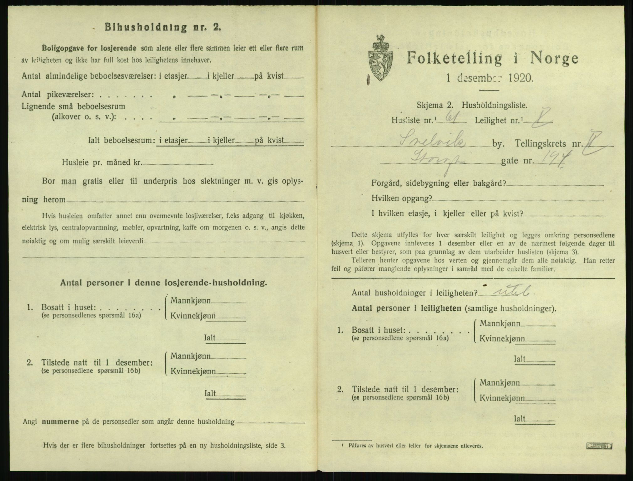 SAKO, 1920 census for Svelvik, 1920, p. 1025