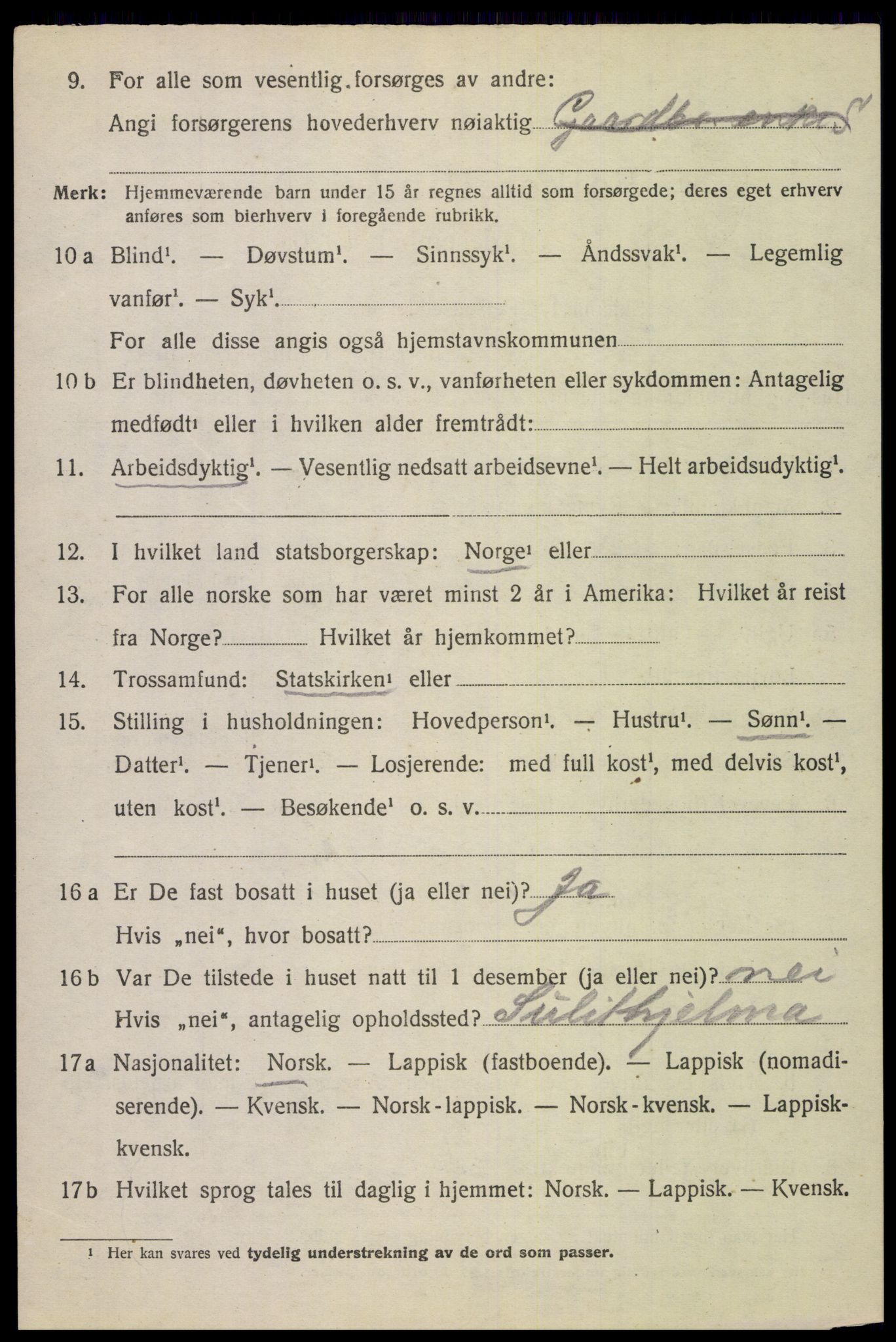 SAT, 1920 census for Skjerstad, 1920, p. 1478