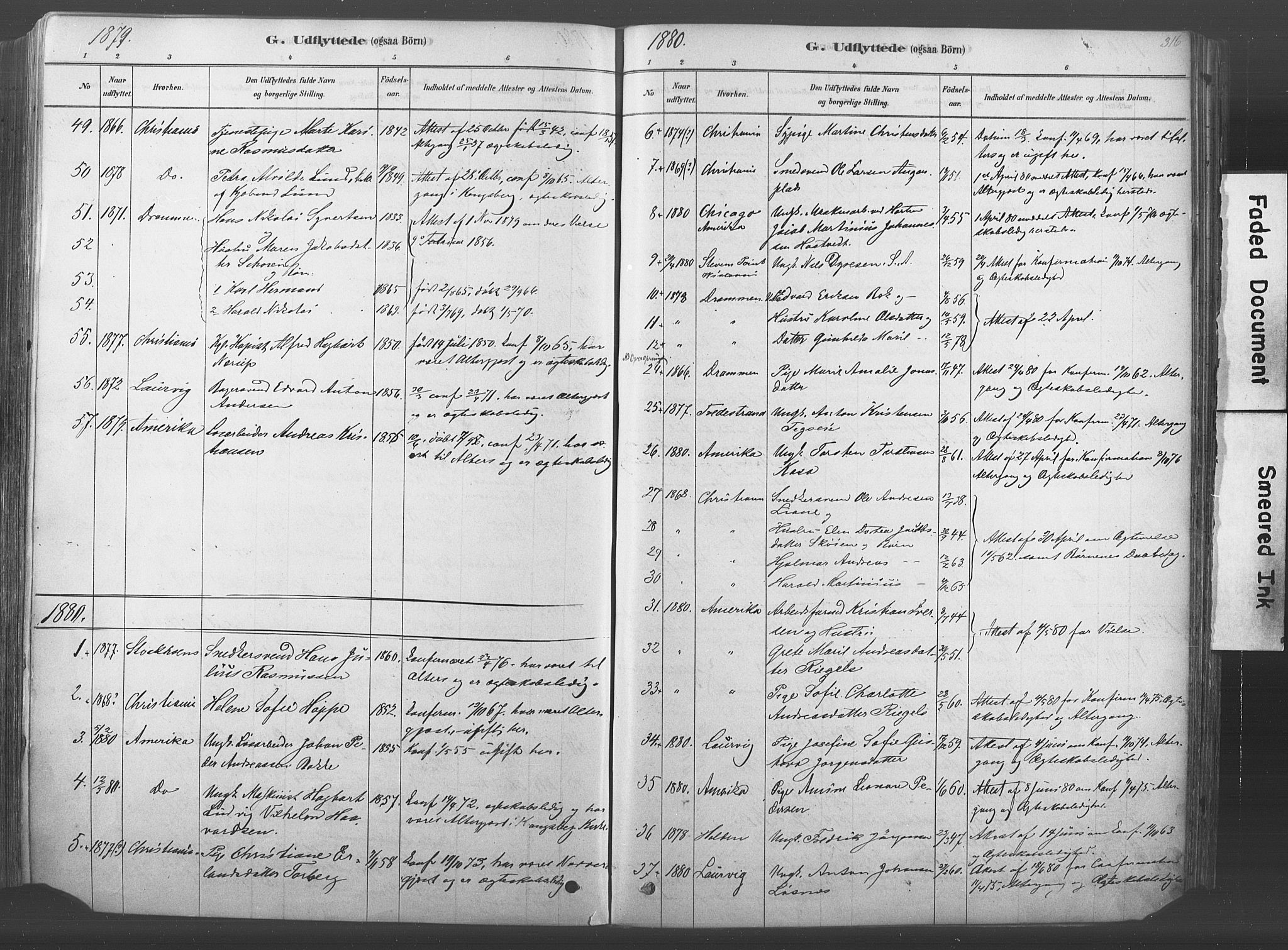 Kongsberg kirkebøker, SAKO/A-22/F/Fb/L0001: Parish register (official) no. II 1, 1878-1886, p. 316