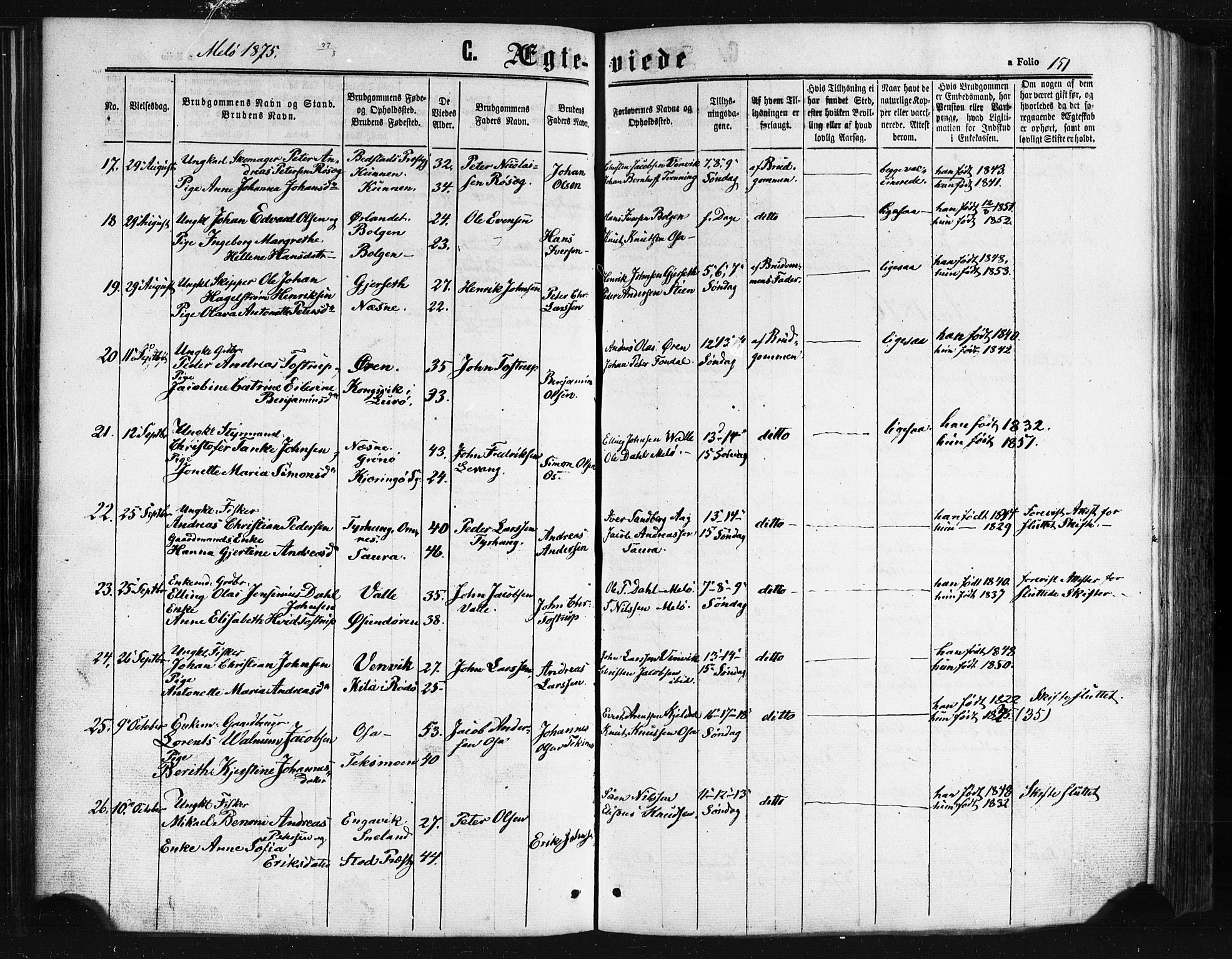 Ministerialprotokoller, klokkerbøker og fødselsregistre - Nordland, AV/SAT-A-1459/841/L0607: Parish register (official) no. 841A11 /2, 1863-1877, p. 151