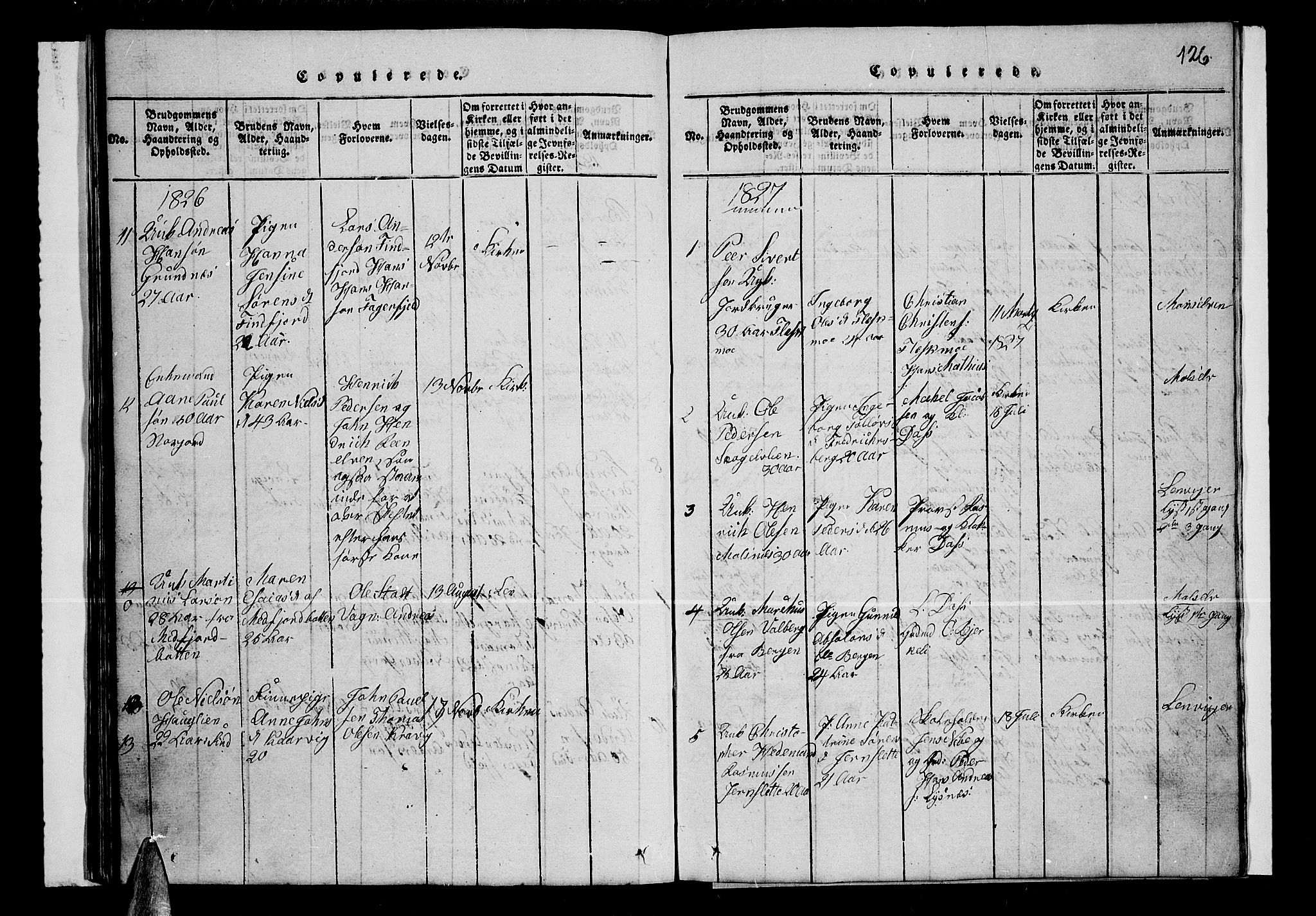 Lenvik sokneprestembete, SATØ/S-1310/H/Ha/Hab/L0001klokker: Parish register (copy) no. 1, 1822-1837, p. 126