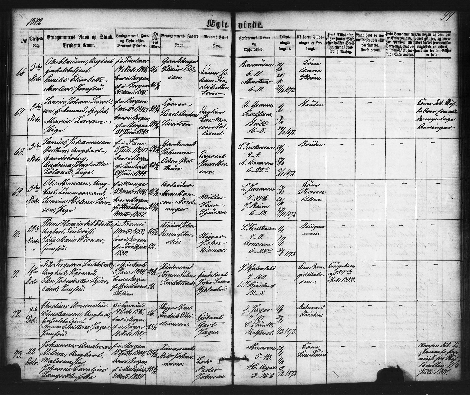 Nykirken Sokneprestembete, AV/SAB-A-77101/H/Haa/L0032: Parish register (official) no. D 2, 1861-1883, p. 99