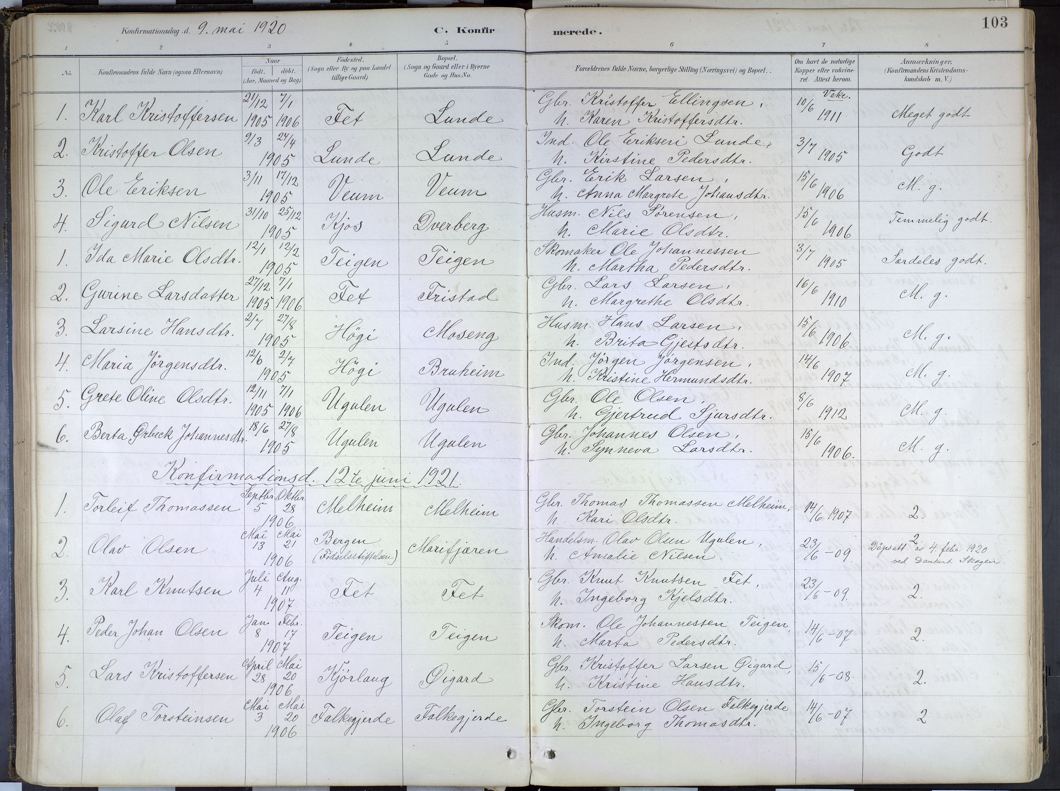 Hafslo sokneprestembete, SAB/A-80301/H/Haa/Haad/L0001: Parish register (official) no. D 1, 1886-1934, p. 103