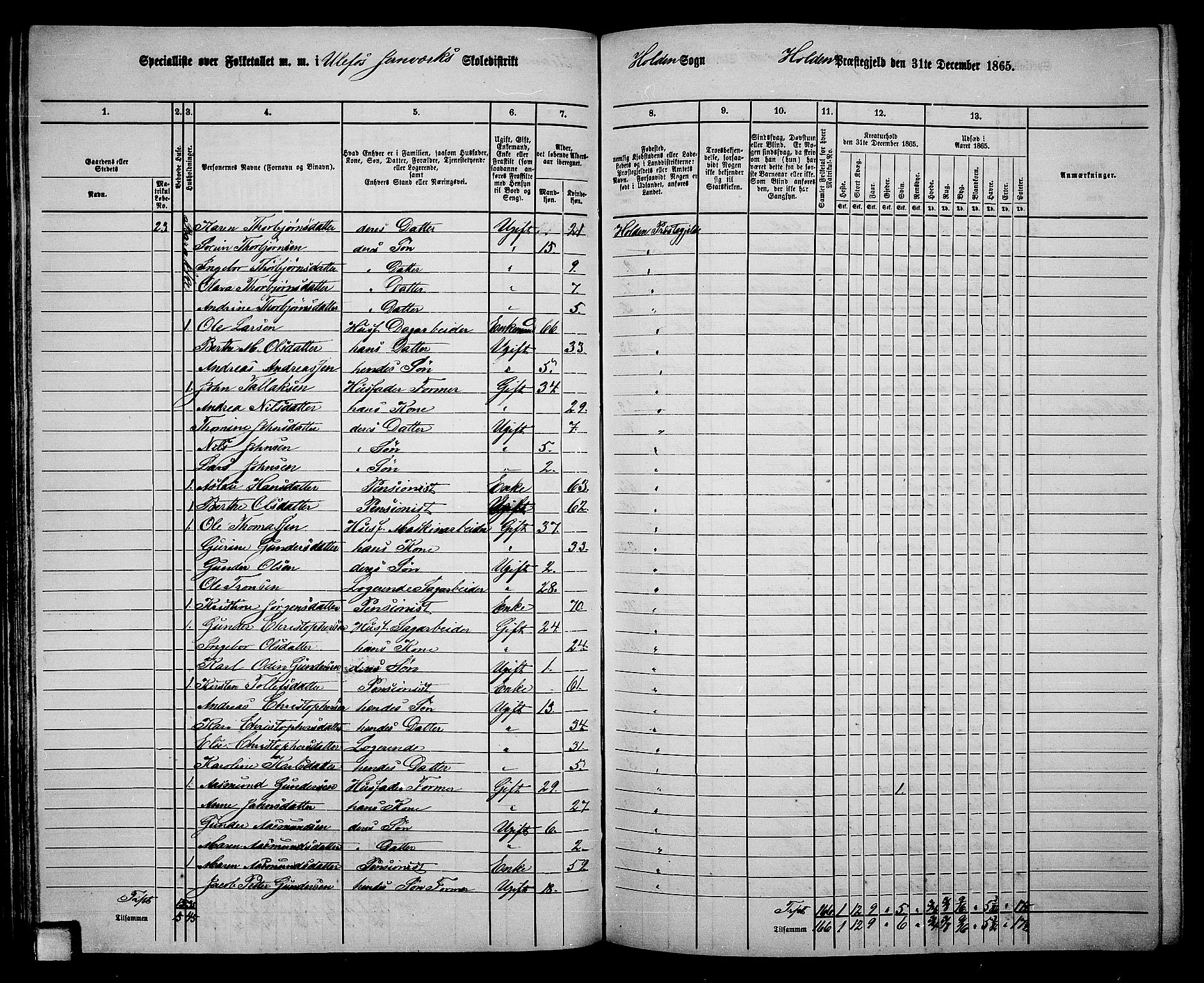 RA, 1865 census for Holla, 1865, p. 53