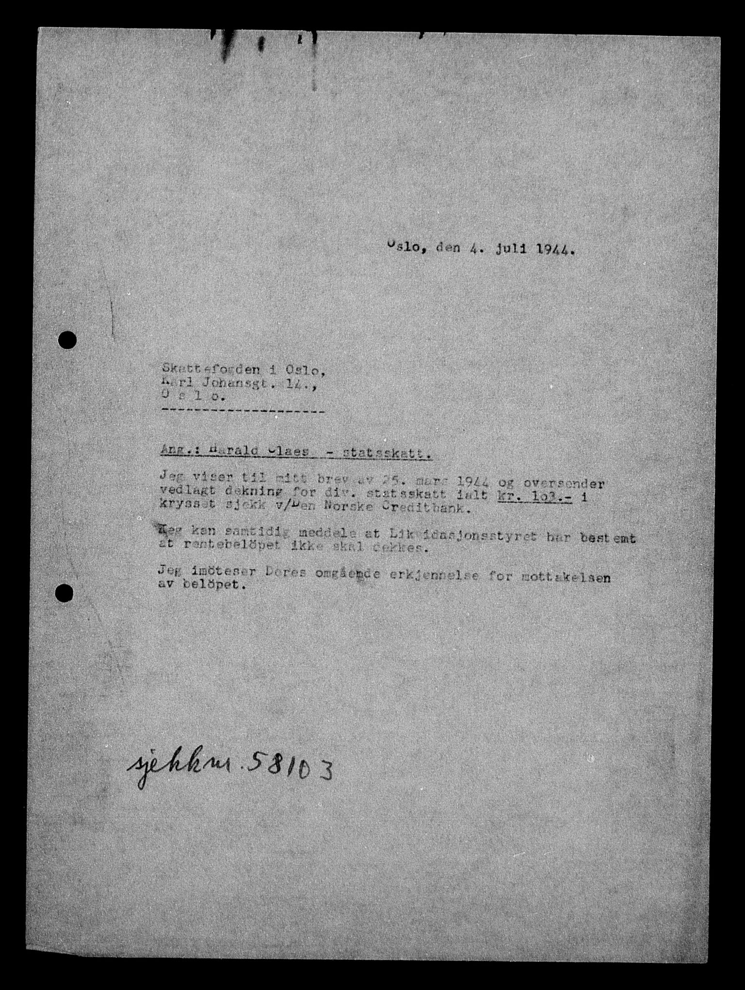 Justisdepartementet, Tilbakeføringskontoret for inndratte formuer, AV/RA-S-1564/H/Hc/Hcc/L0928: --, 1945-1947, p. 321