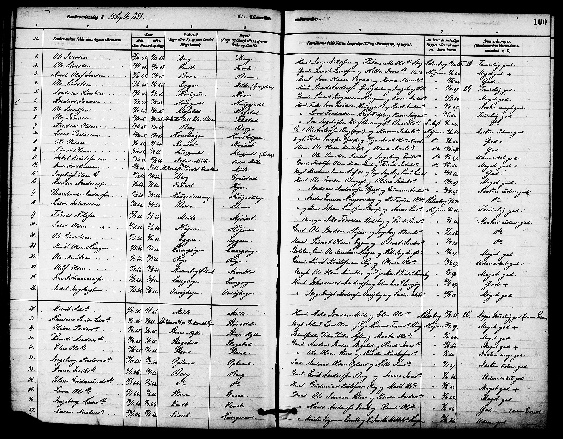 Ministerialprotokoller, klokkerbøker og fødselsregistre - Sør-Trøndelag, SAT/A-1456/612/L0378: Parish register (official) no. 612A10, 1878-1897, p. 100