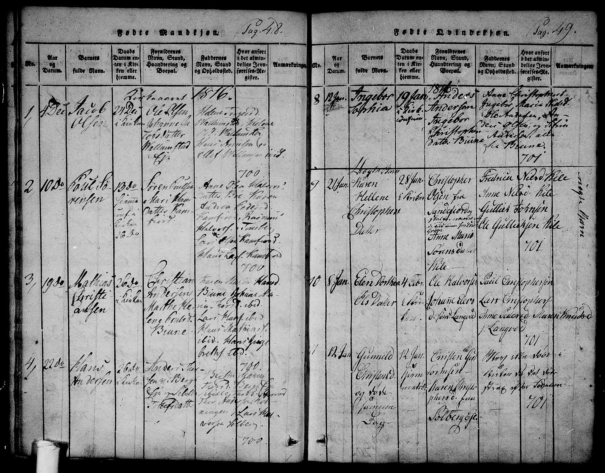 Ramnes kirkebøker, AV/SAKO-A-314/F/Fa/L0004: Parish register (official) no. I 4, 1813-1840, p. 48-49