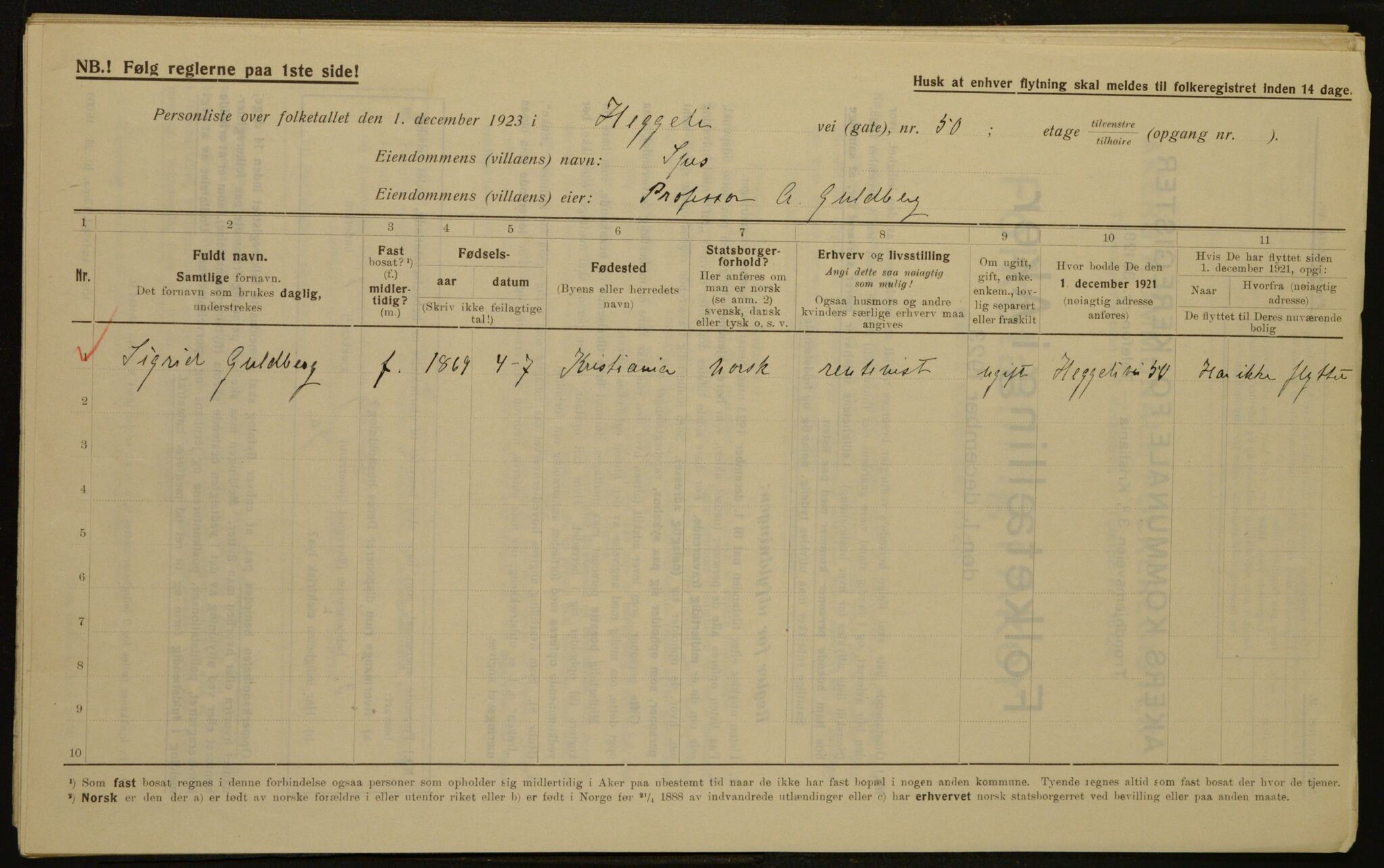 , Municipal Census 1923 for Aker, 1923, p. 2323