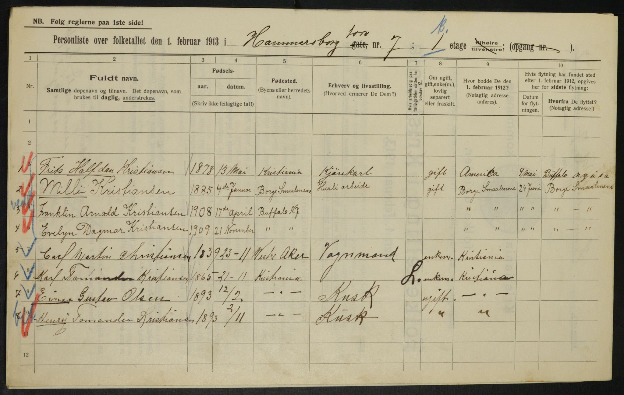 OBA, Municipal Census 1913 for Kristiania, 1913, p. 34574