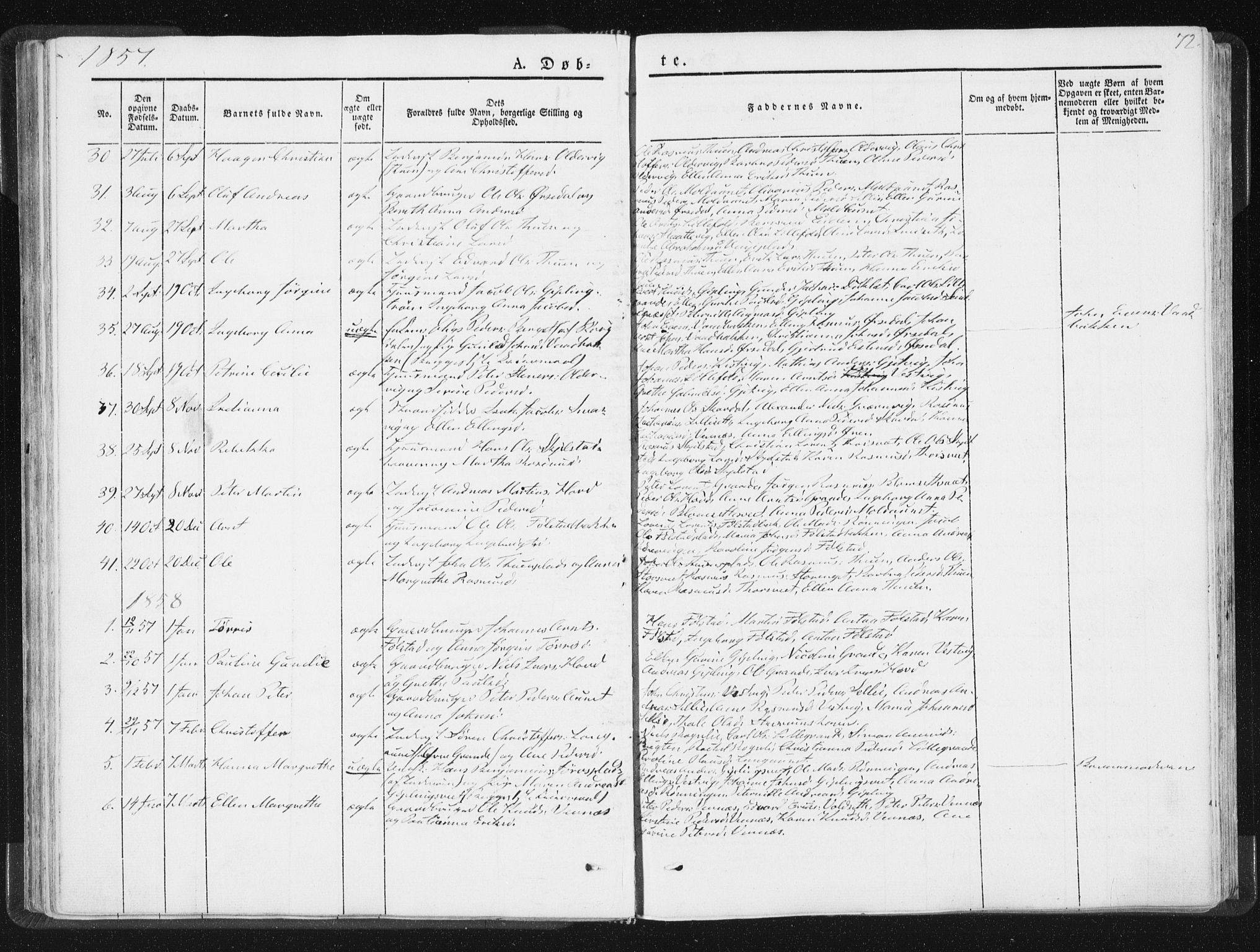 Ministerialprotokoller, klokkerbøker og fødselsregistre - Nord-Trøndelag, SAT/A-1458/744/L0418: Parish register (official) no. 744A02, 1843-1866, p. 72