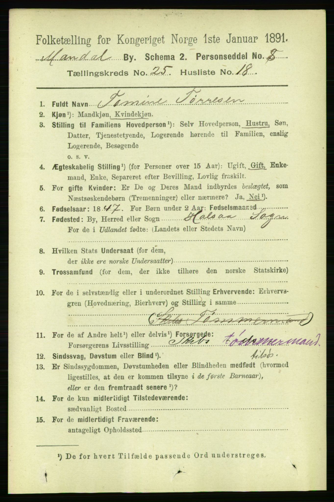 RA, 1891 census for 1002 Mandal, 1891, p. 4736