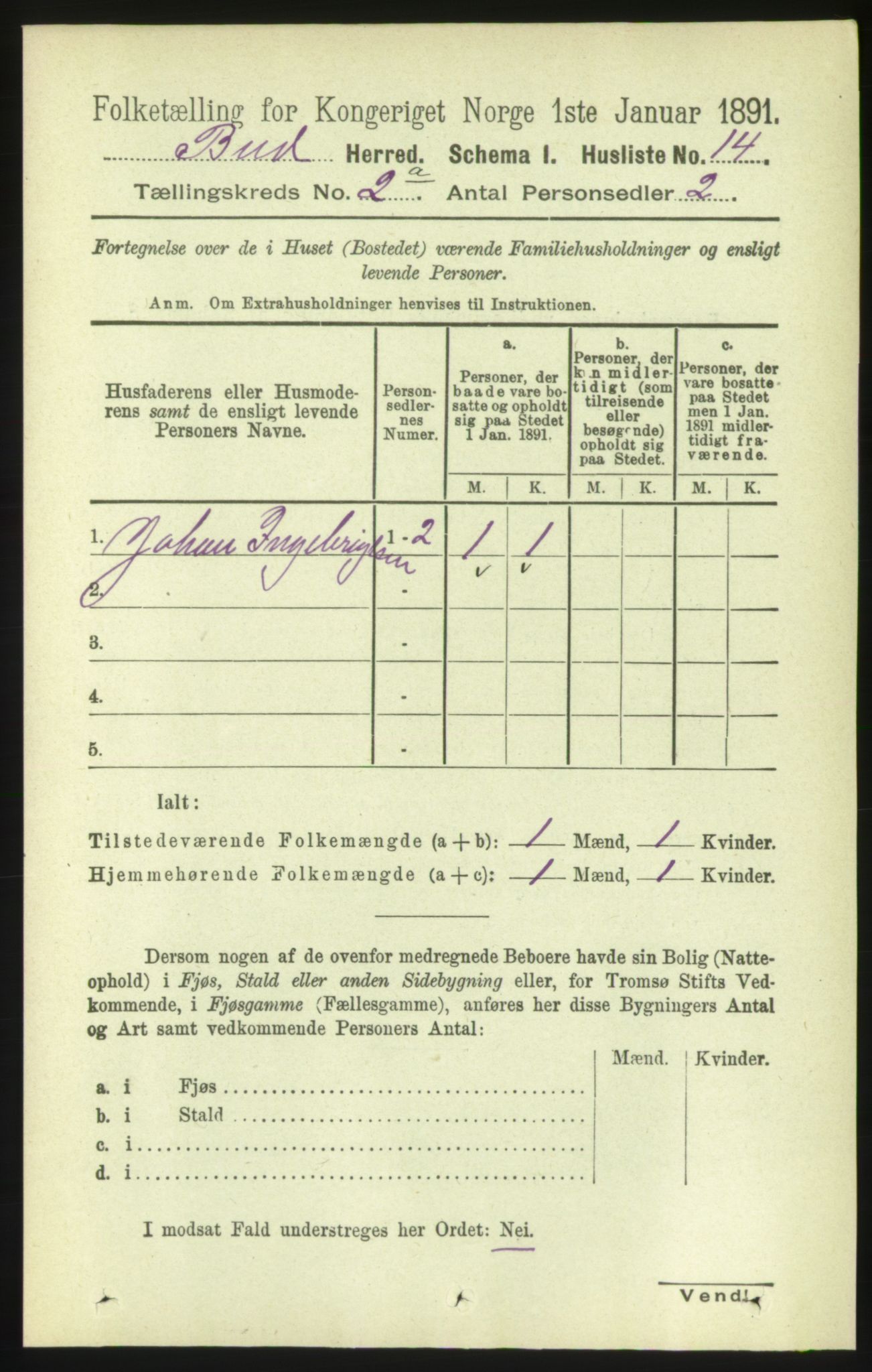 RA, 1891 census for 1549 Bud, 1891, p. 663