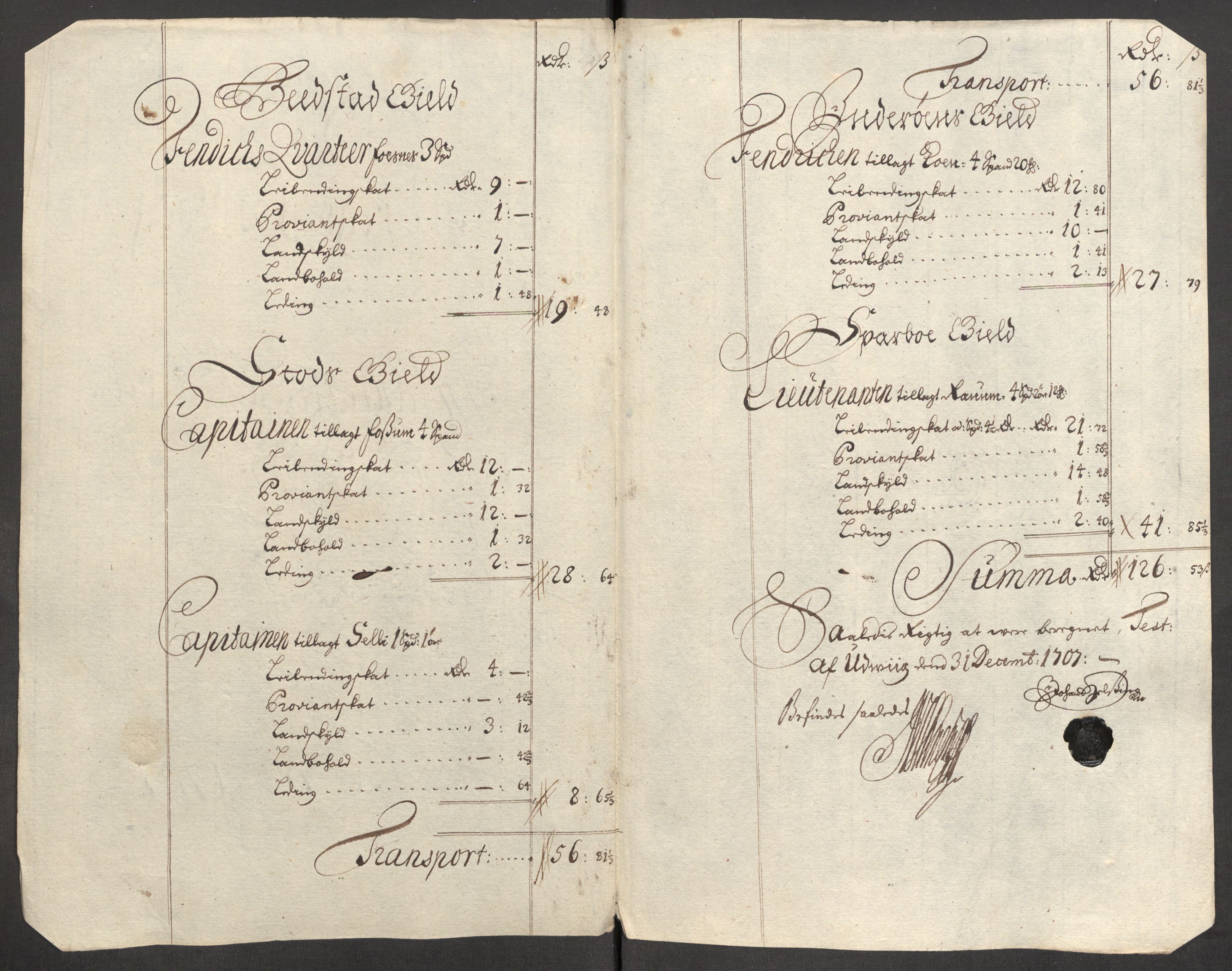 Rentekammeret inntil 1814, Reviderte regnskaper, Fogderegnskap, RA/EA-4092/R63/L4315: Fogderegnskap Inderøy, 1706-1707, p. 466