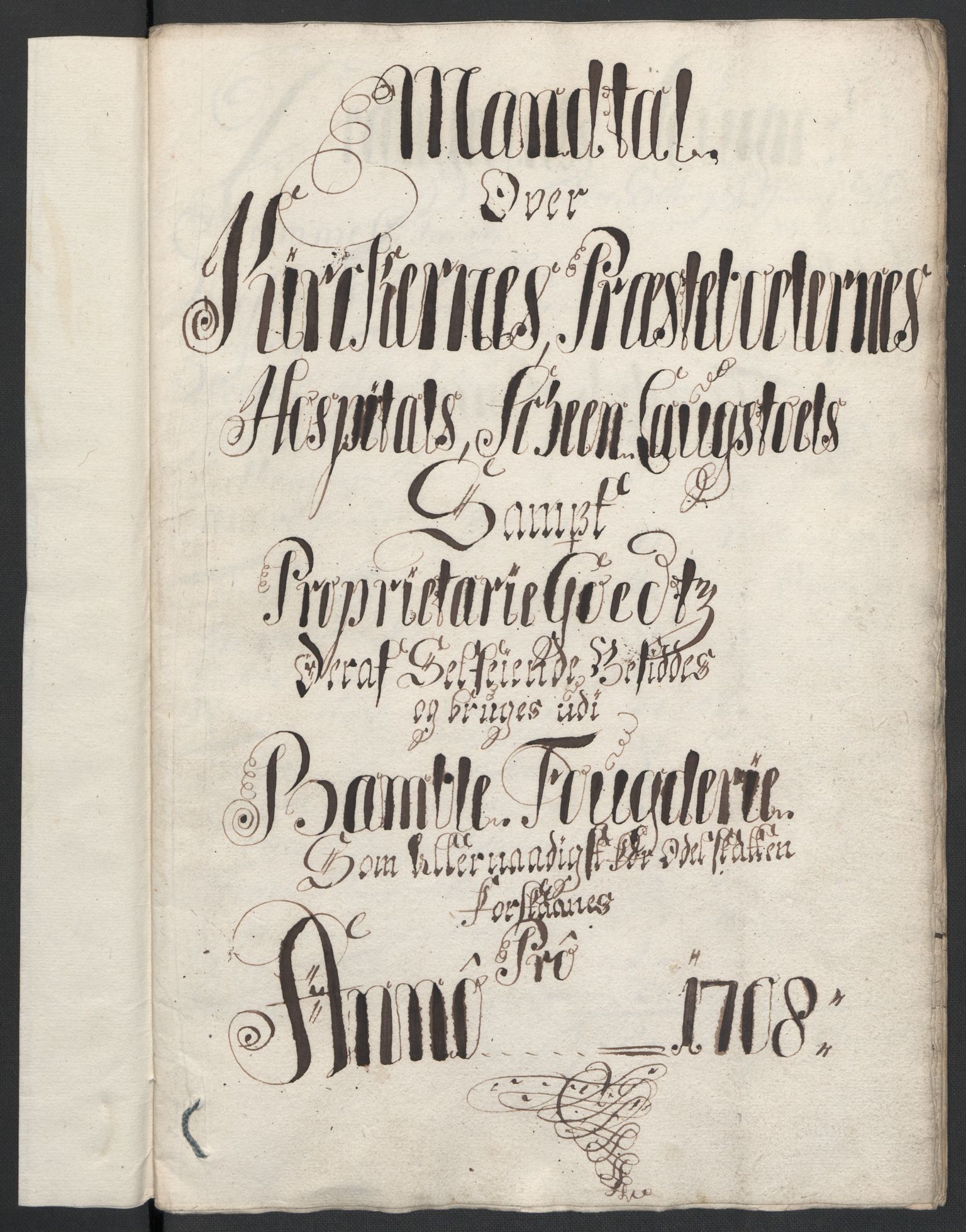 Rentekammeret inntil 1814, Reviderte regnskaper, Fogderegnskap, AV/RA-EA-4092/R36/L2118: Fogderegnskap Øvre og Nedre Telemark og Bamble, 1708-1709, p. 128