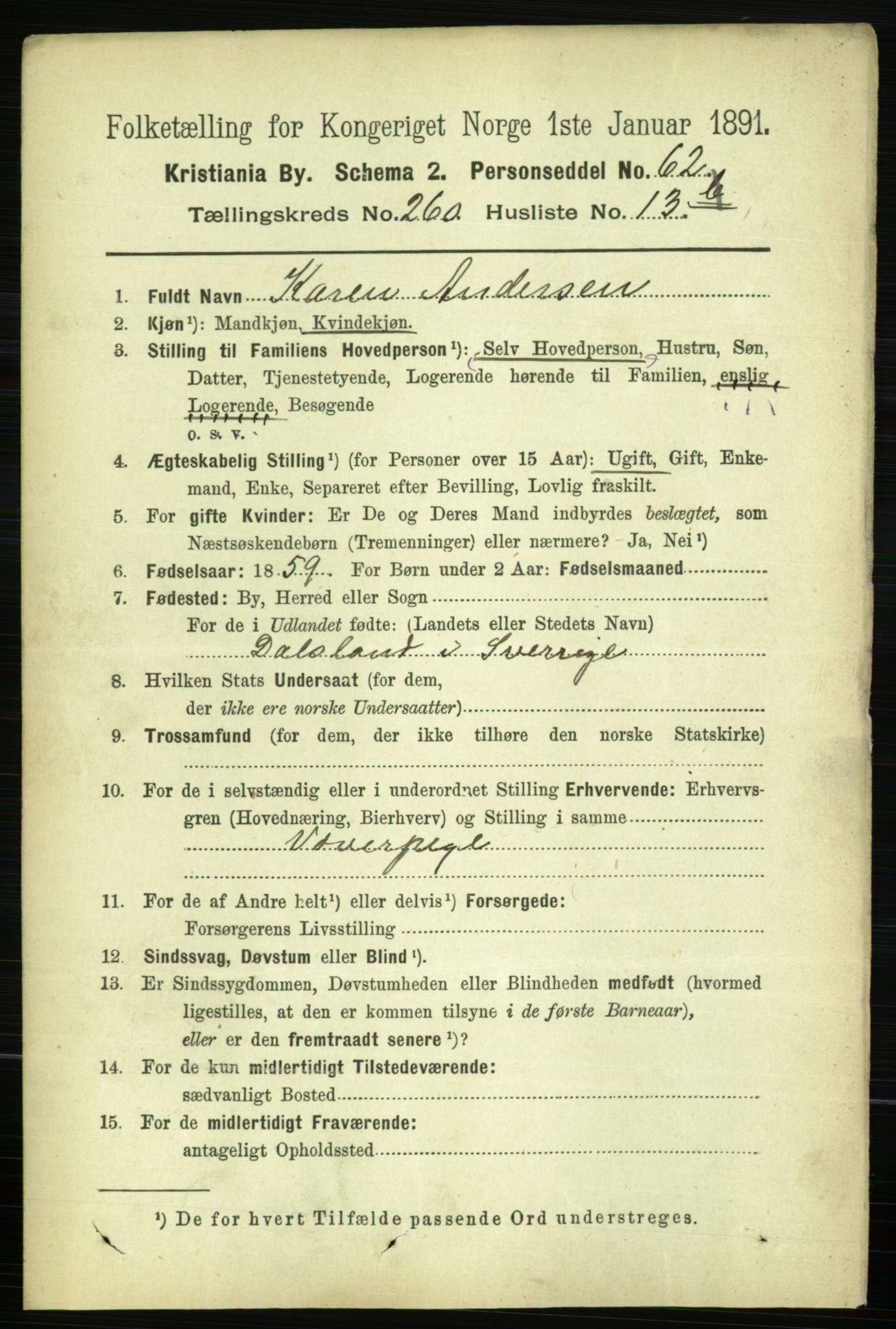 RA, 1891 census for 0301 Kristiania, 1891, p. 158024