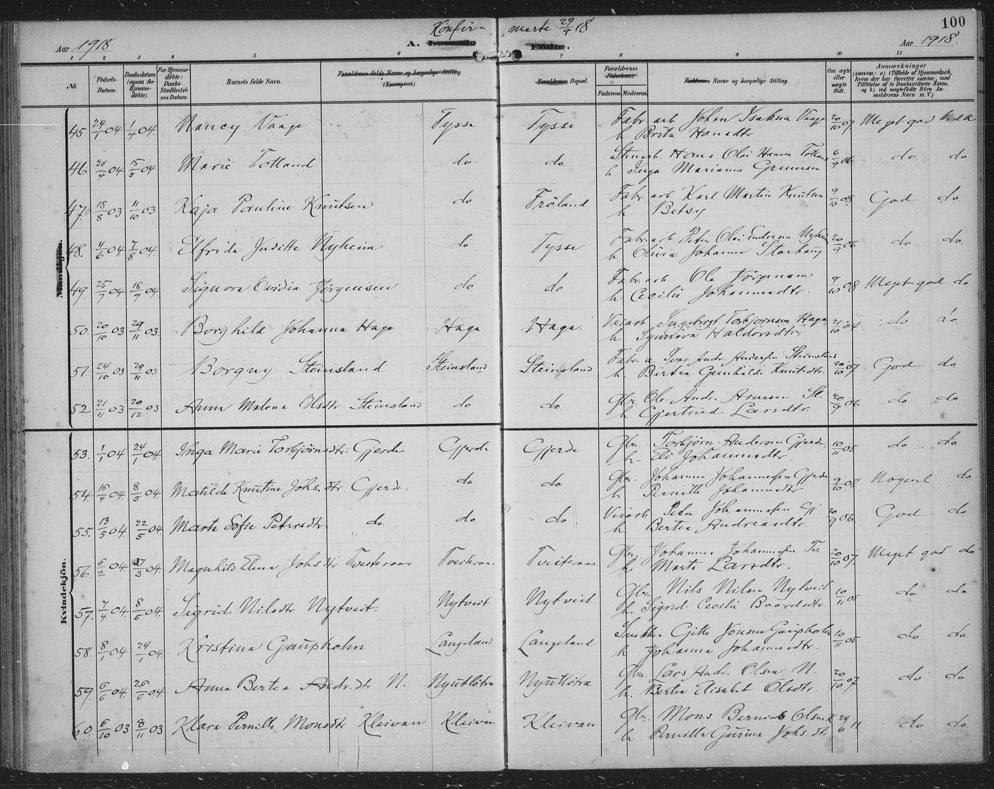 Samnanger Sokneprestembete, AV/SAB-A-77501/H/Haa: Parish register (official) no. A 2, 1902-1918, p. 100