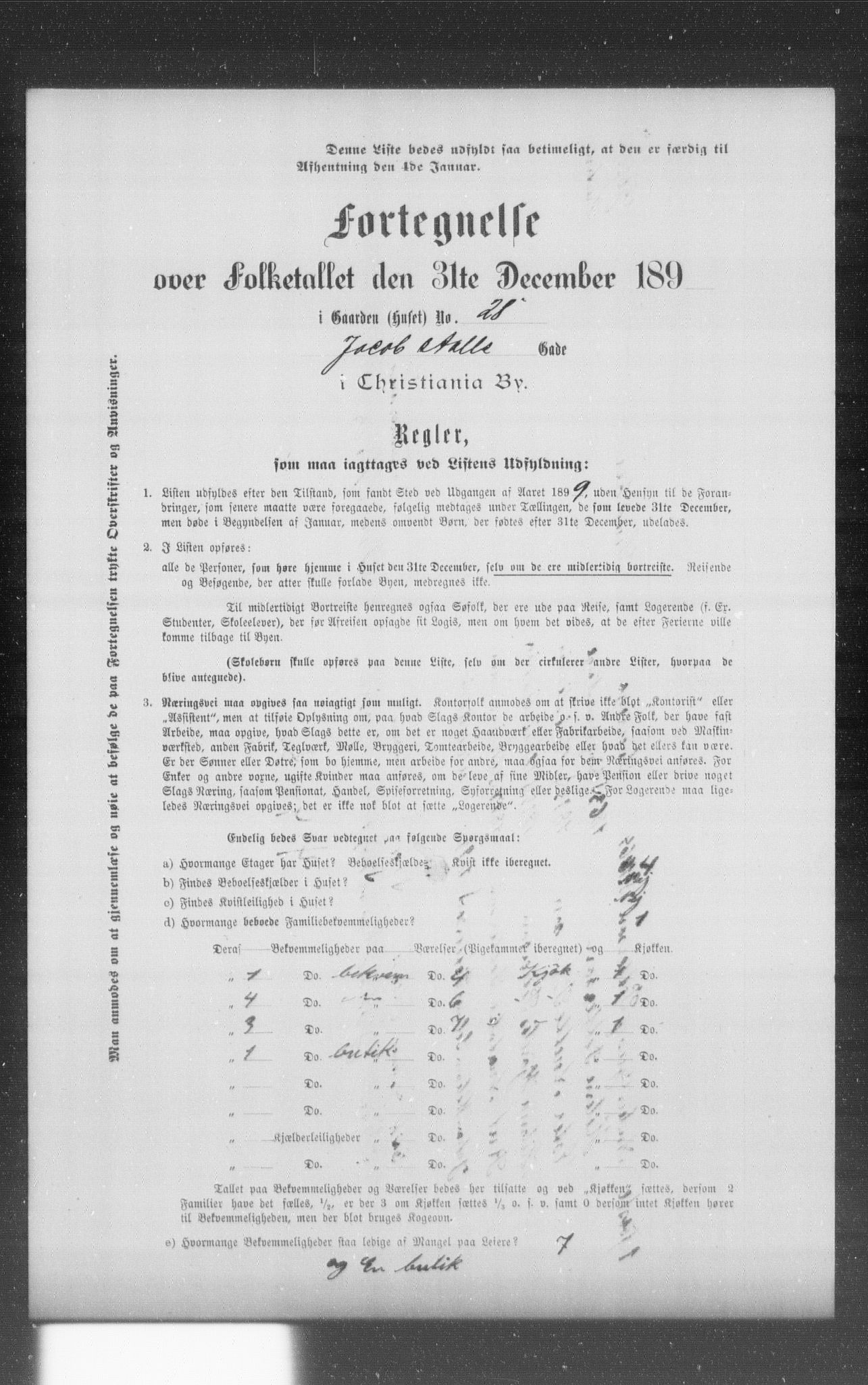 OBA, Municipal Census 1899 for Kristiania, 1899, p. 5938