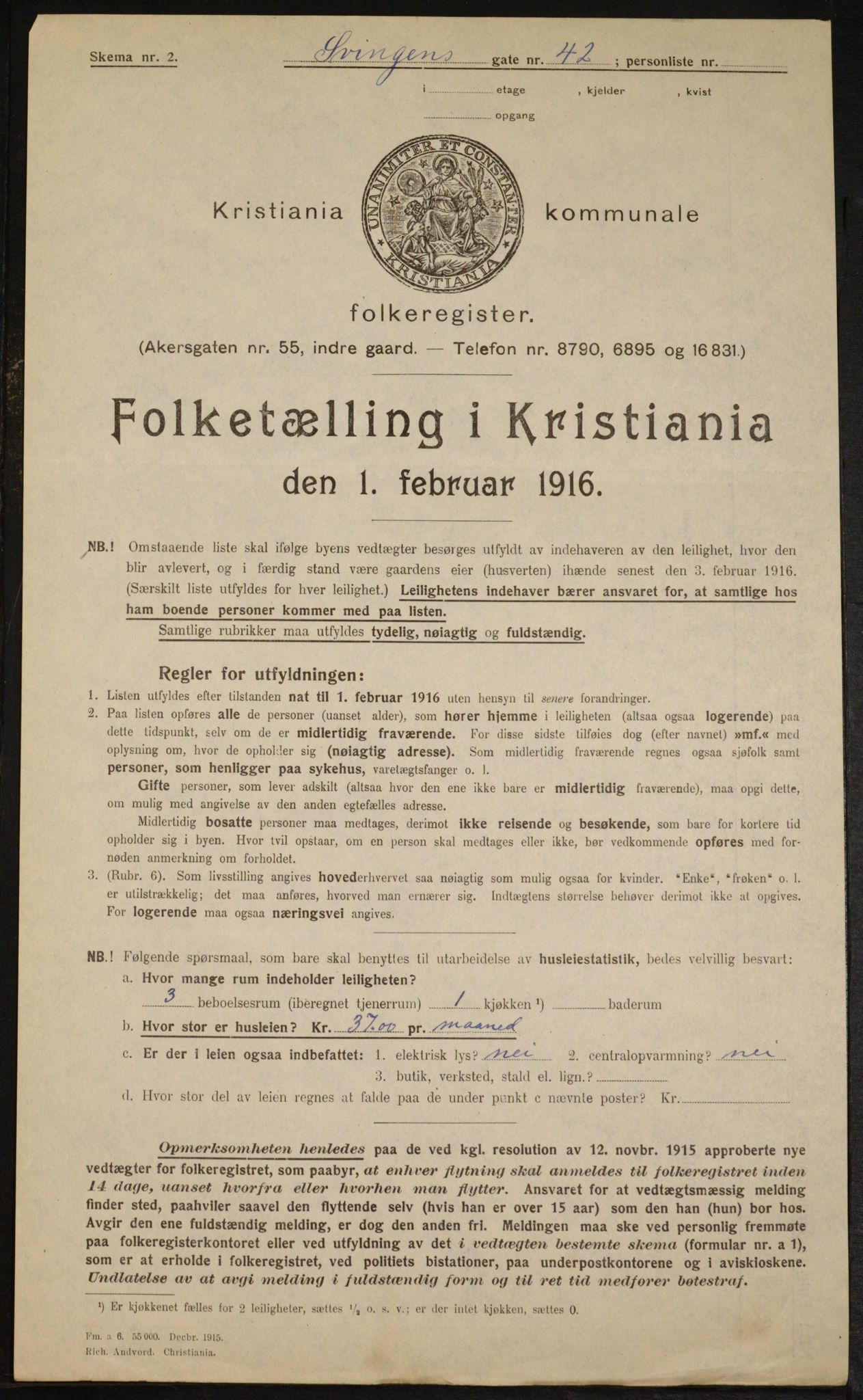 OBA, Municipal Census 1916 for Kristiania, 1916, p. 109195