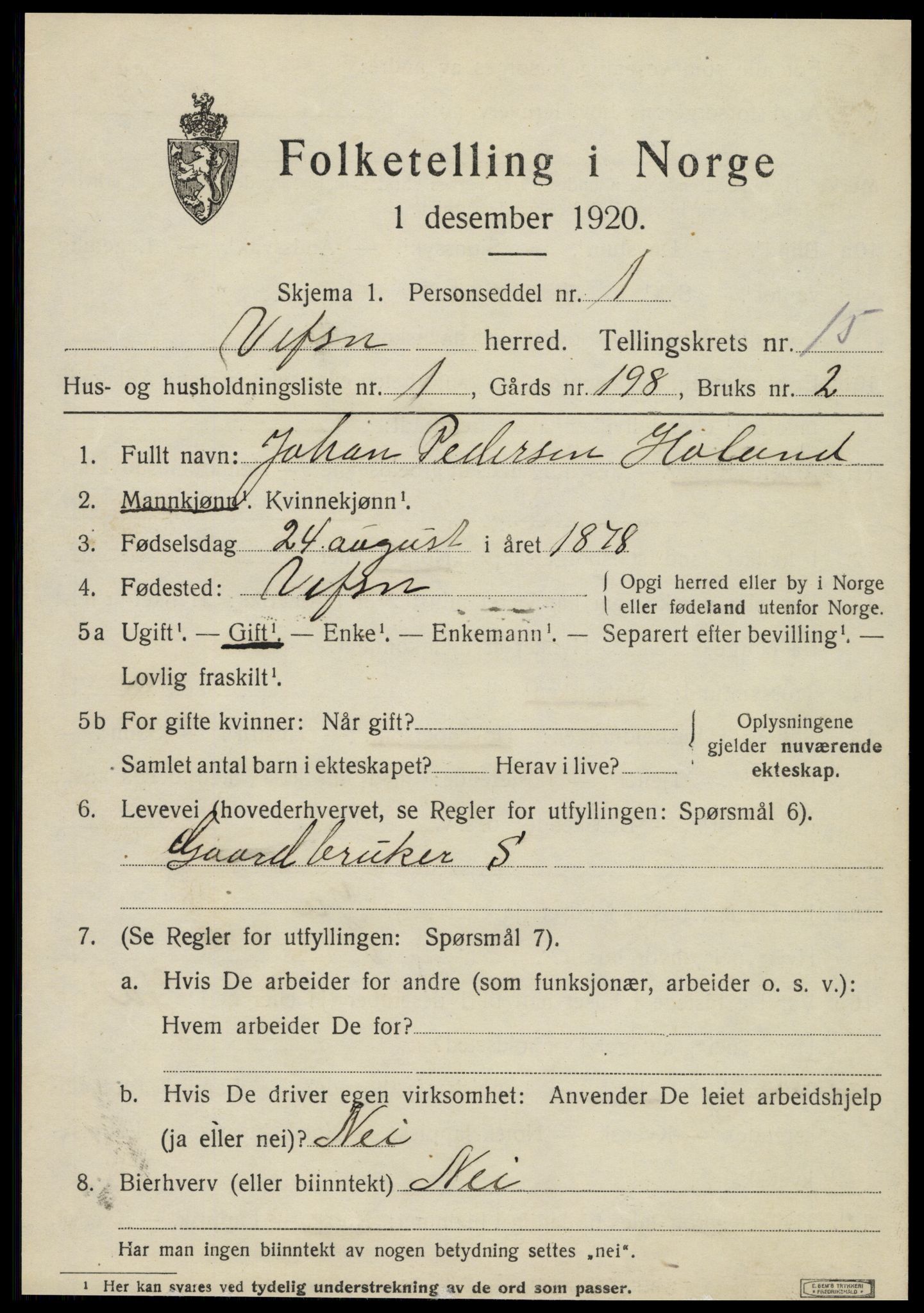 SAT, 1920 census for Vefsn, 1920, p. 11691