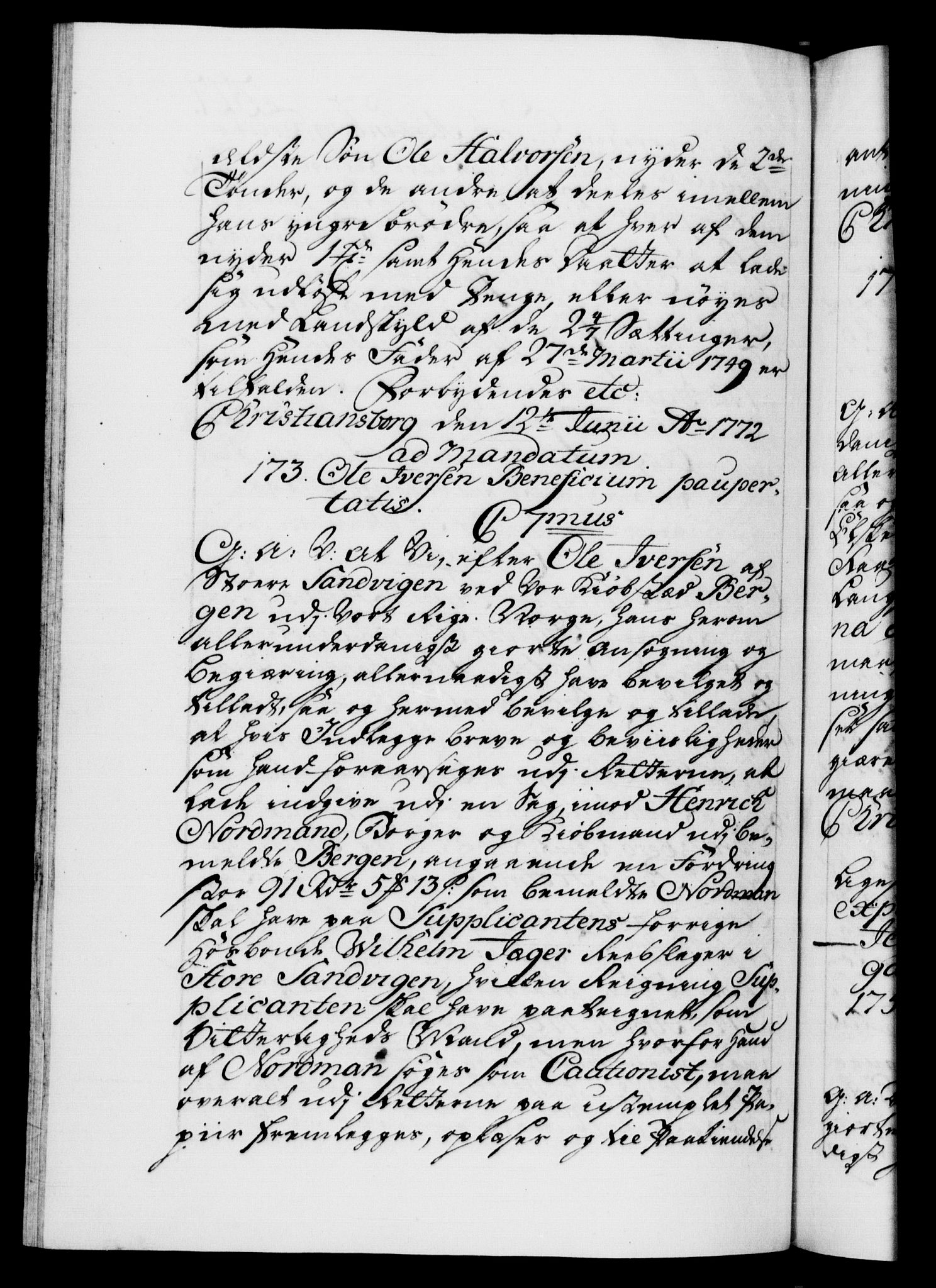 Danske Kanselli 1572-1799, AV/RA-EA-3023/F/Fc/Fca/Fcaa/L0045: Norske registre "Norske eller 3. dept.s åpne brev, 1771-1773, p. 327b