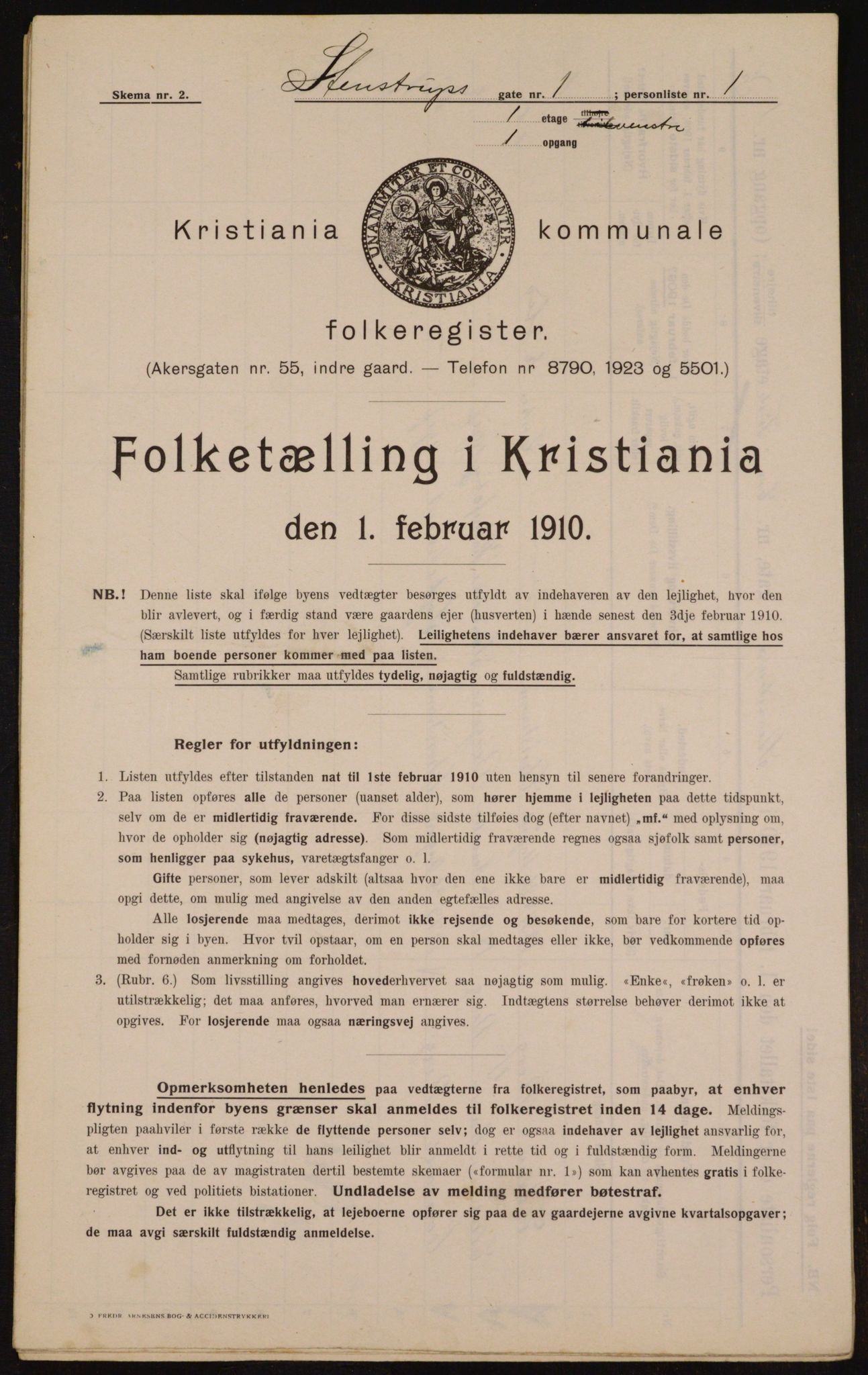 OBA, Municipal Census 1910 for Kristiania, 1910, p. 95744