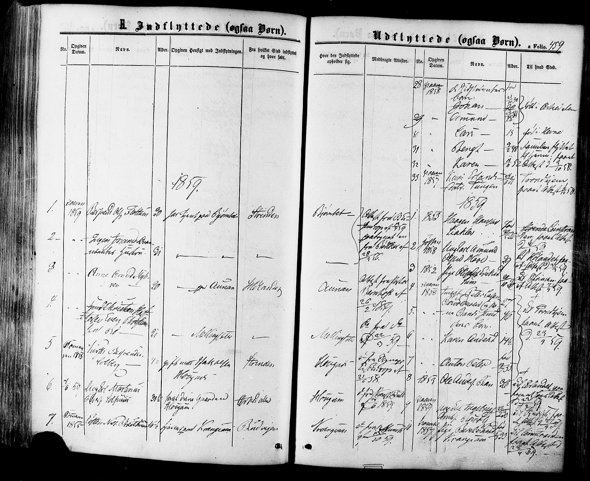 Ministerialprotokoller, klokkerbøker og fødselsregistre - Sør-Trøndelag, AV/SAT-A-1456/665/L0772: Parish register (official) no. 665A07, 1856-1878, p. 459