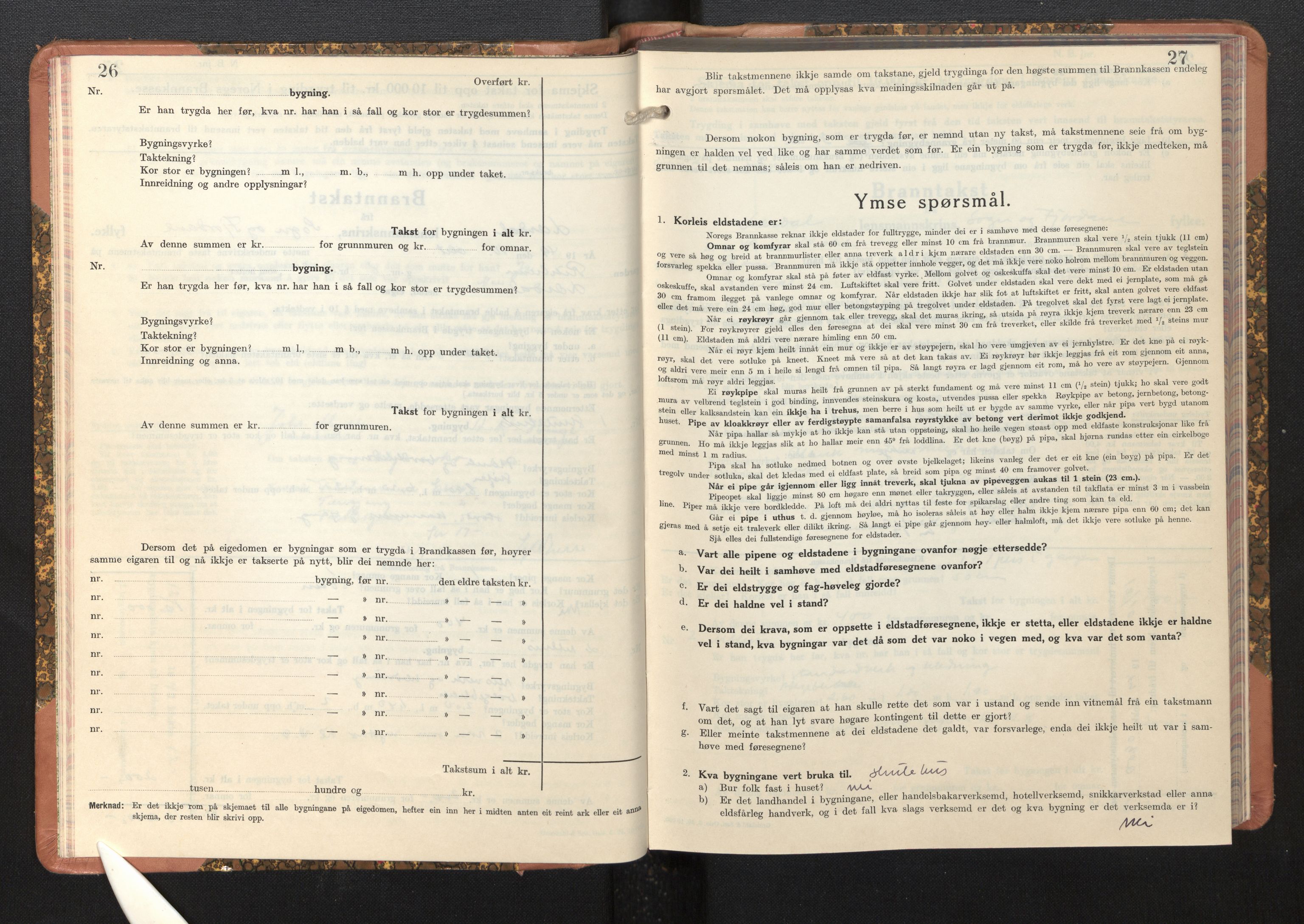 Lensmannen i Lærdal, AV/SAB-A-29401/0012/L0007: Branntakstprotokoll, skjematakst, 1947-1951, p. 26-27