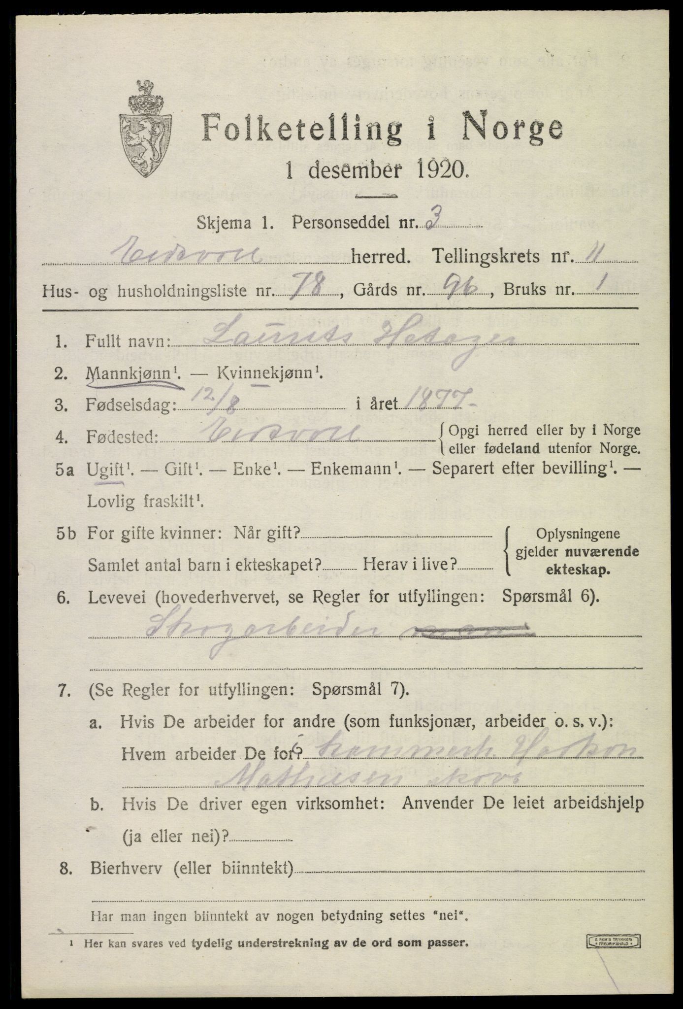 SAO, 1920 census for Eidsvoll, 1920, p. 18083