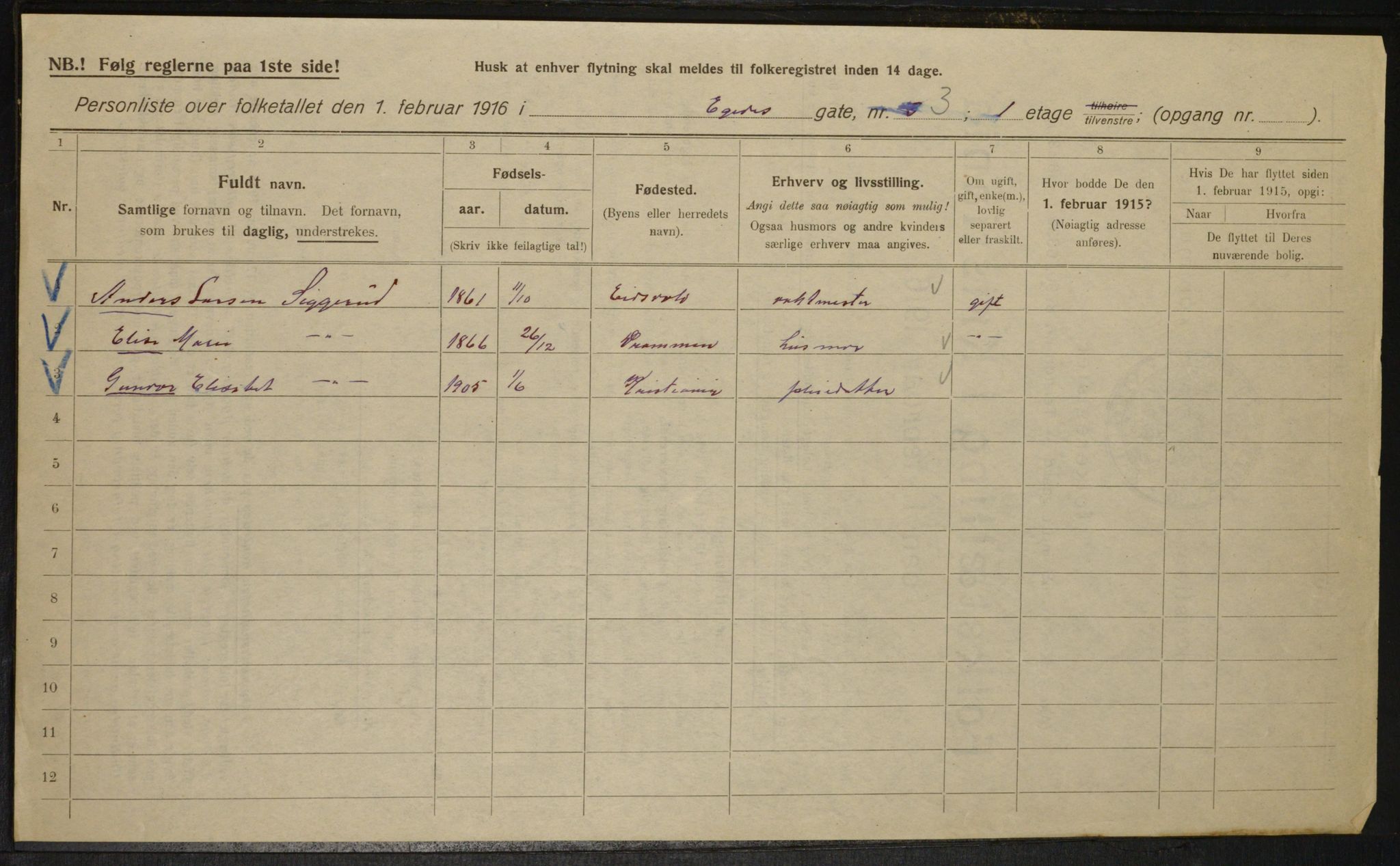 OBA, Municipal Census 1916 for Kristiania, 1916, p. 18965