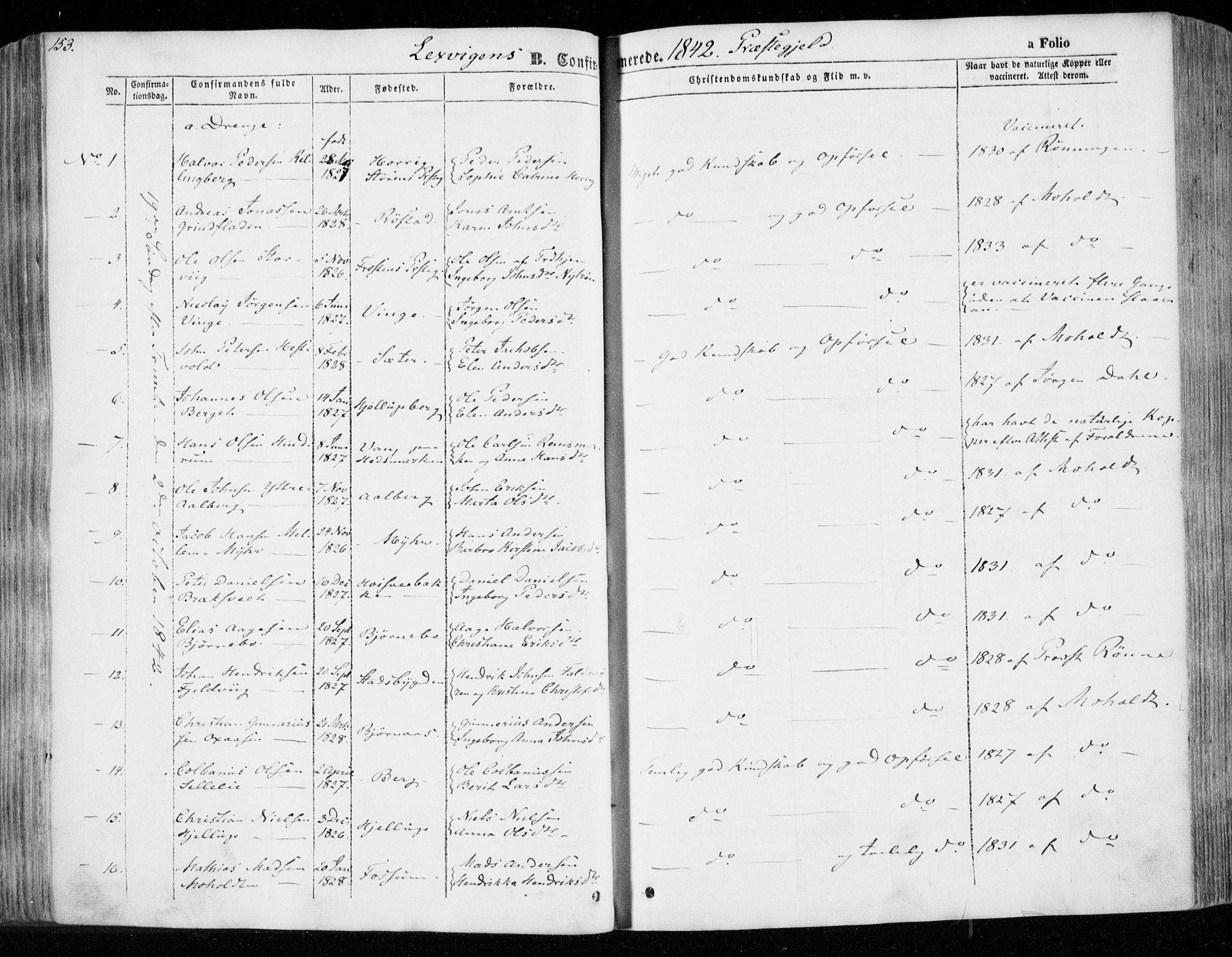 Ministerialprotokoller, klokkerbøker og fødselsregistre - Nord-Trøndelag, SAT/A-1458/701/L0007: Parish register (official) no. 701A07 /1, 1842-1854, p. 153