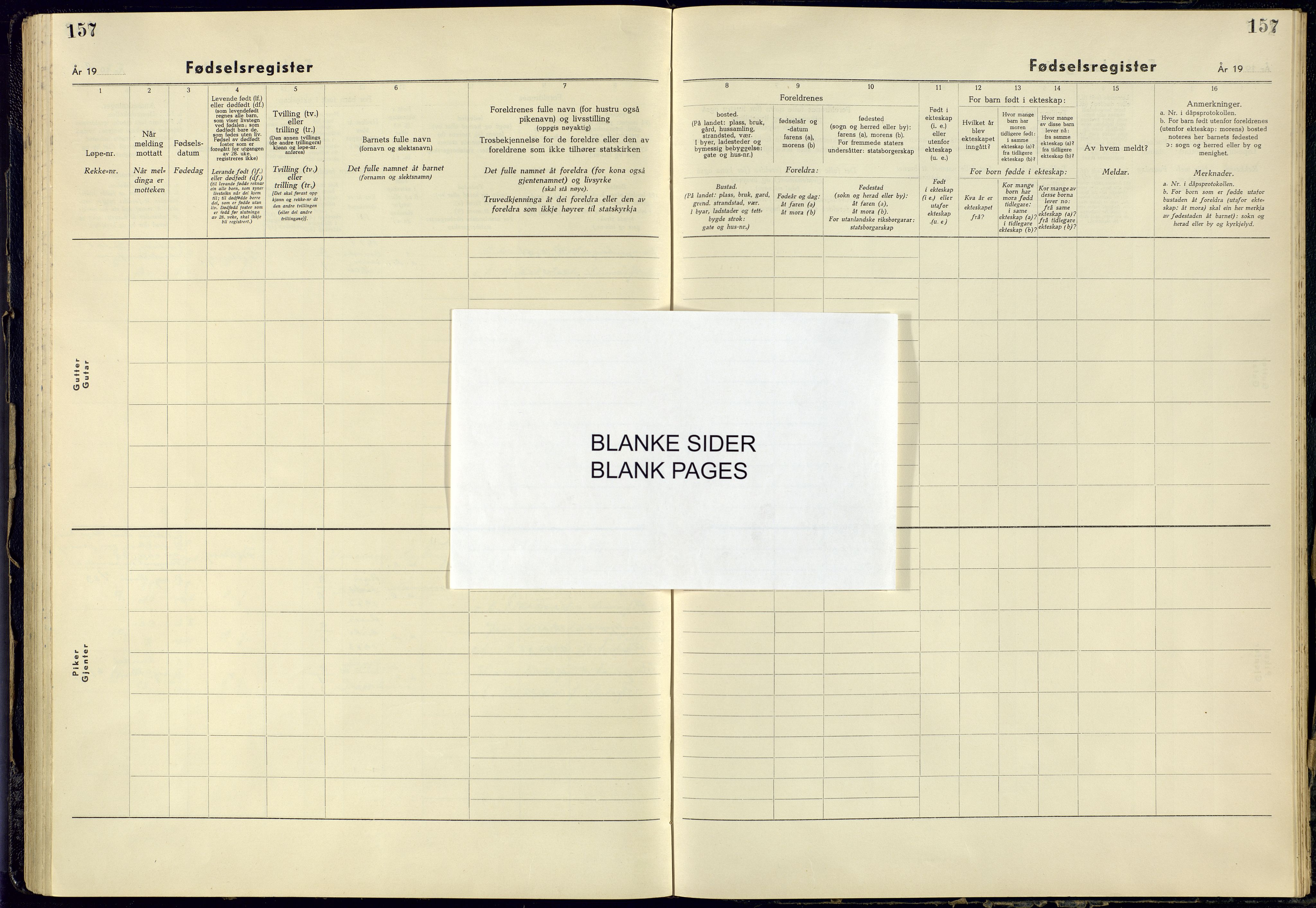 Risør sokneprestkontor, AV/SAK-1111-0035/J/Ja/L0002: Birth register no. A-VI-14, 1948-1982, p. 157